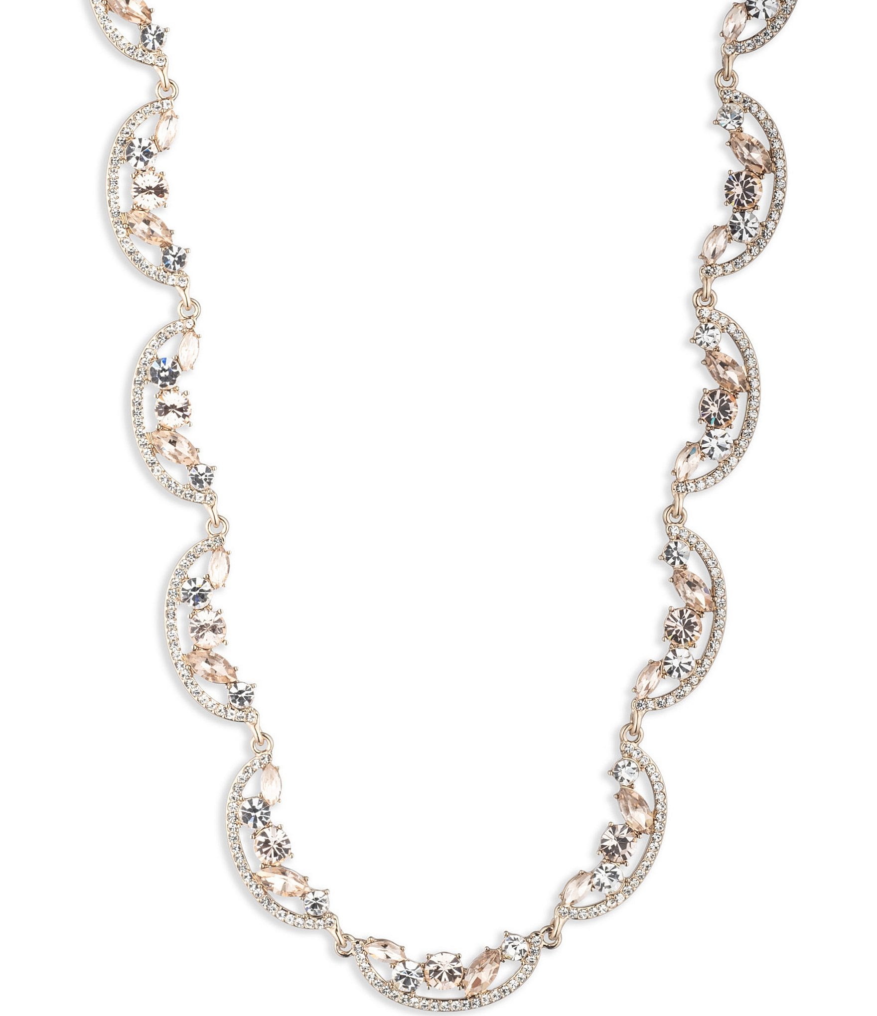 Givenchy Crystal Gold Tone Silk Collar Necklace