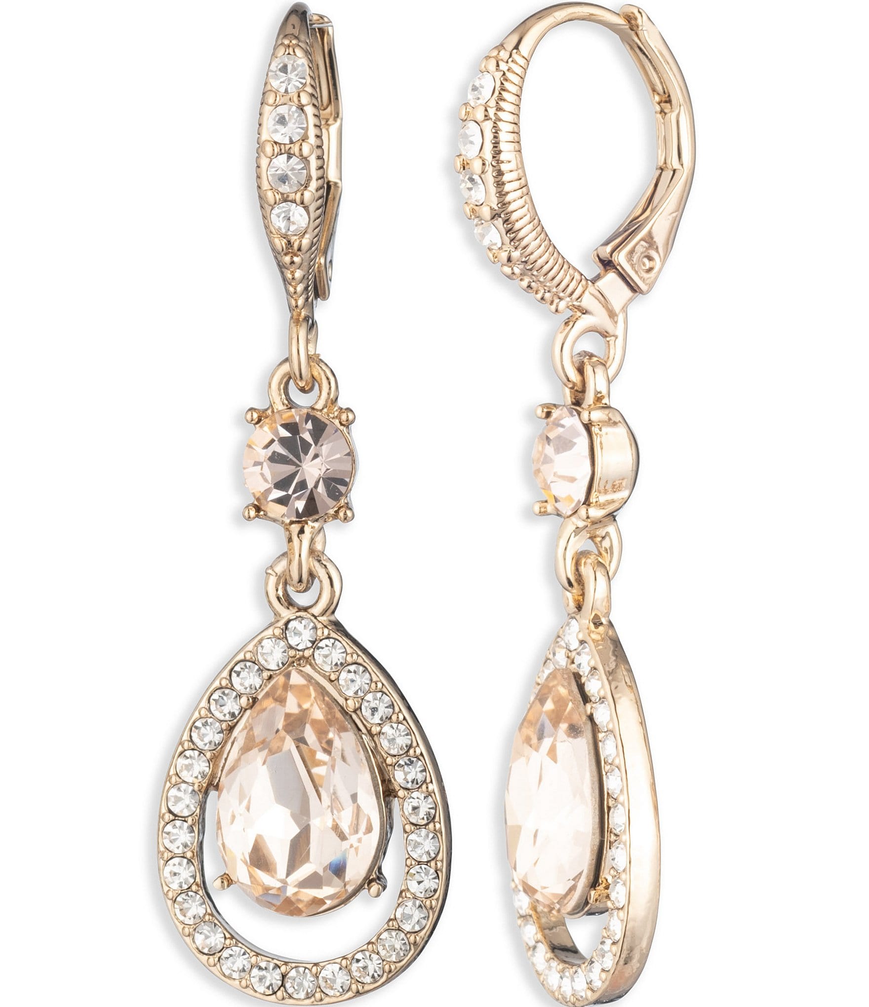 Givenchy Crystal Gold Tone Silk Drop Earrings