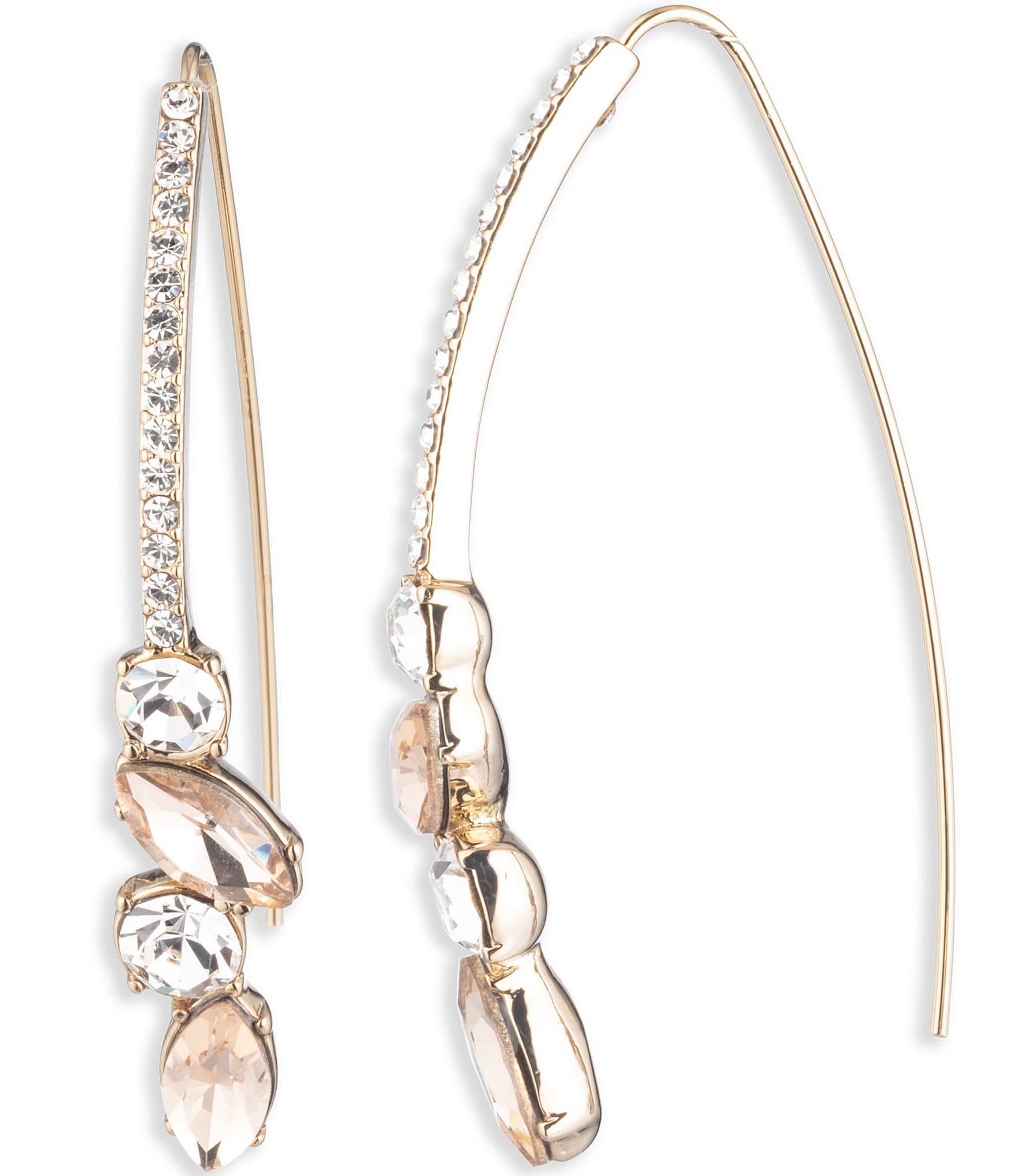 Givenchy Crystal Gold Tone Silk Threader Drop Earrings