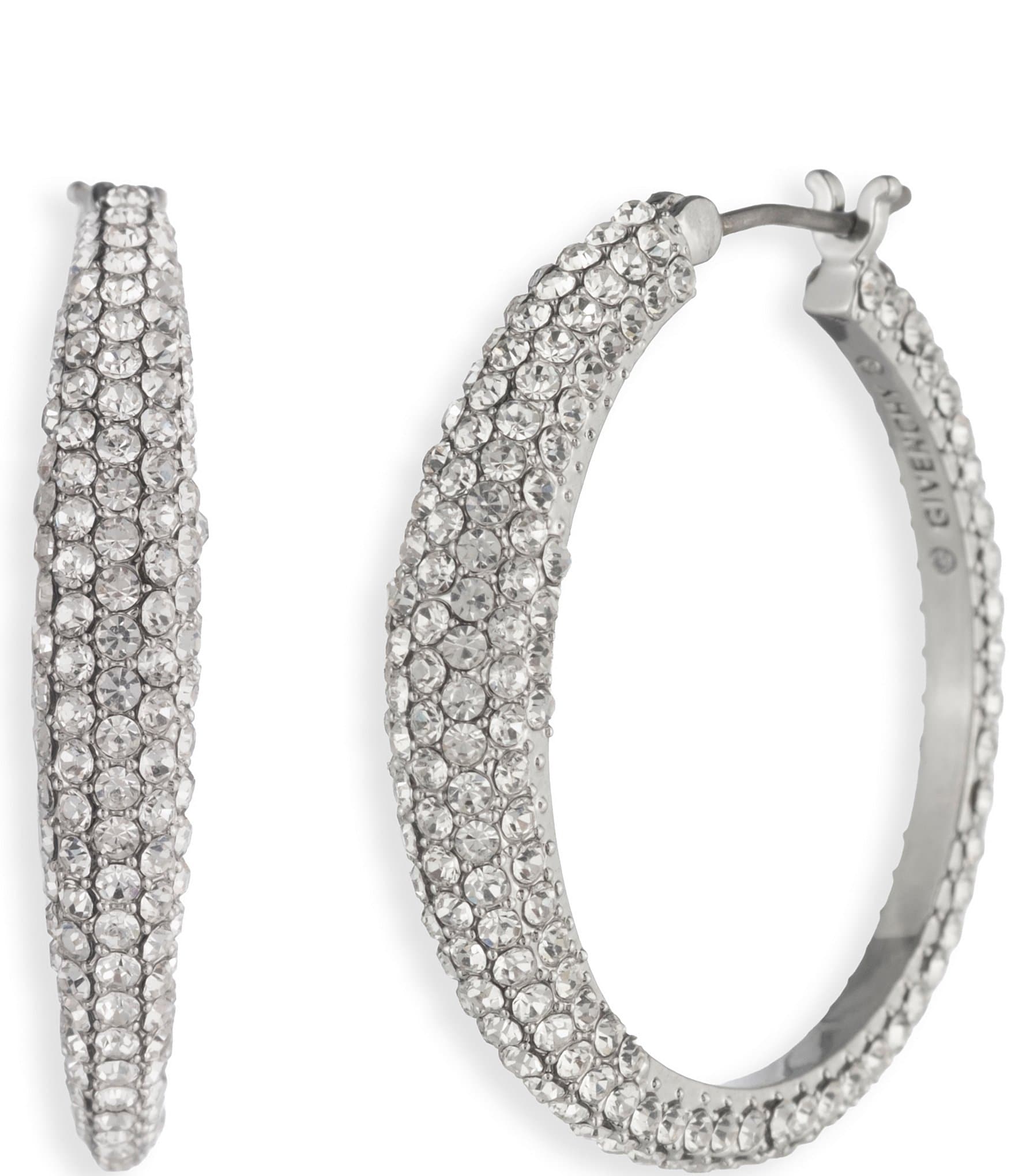 Givenchy Crystal Pave Hoop Earrings