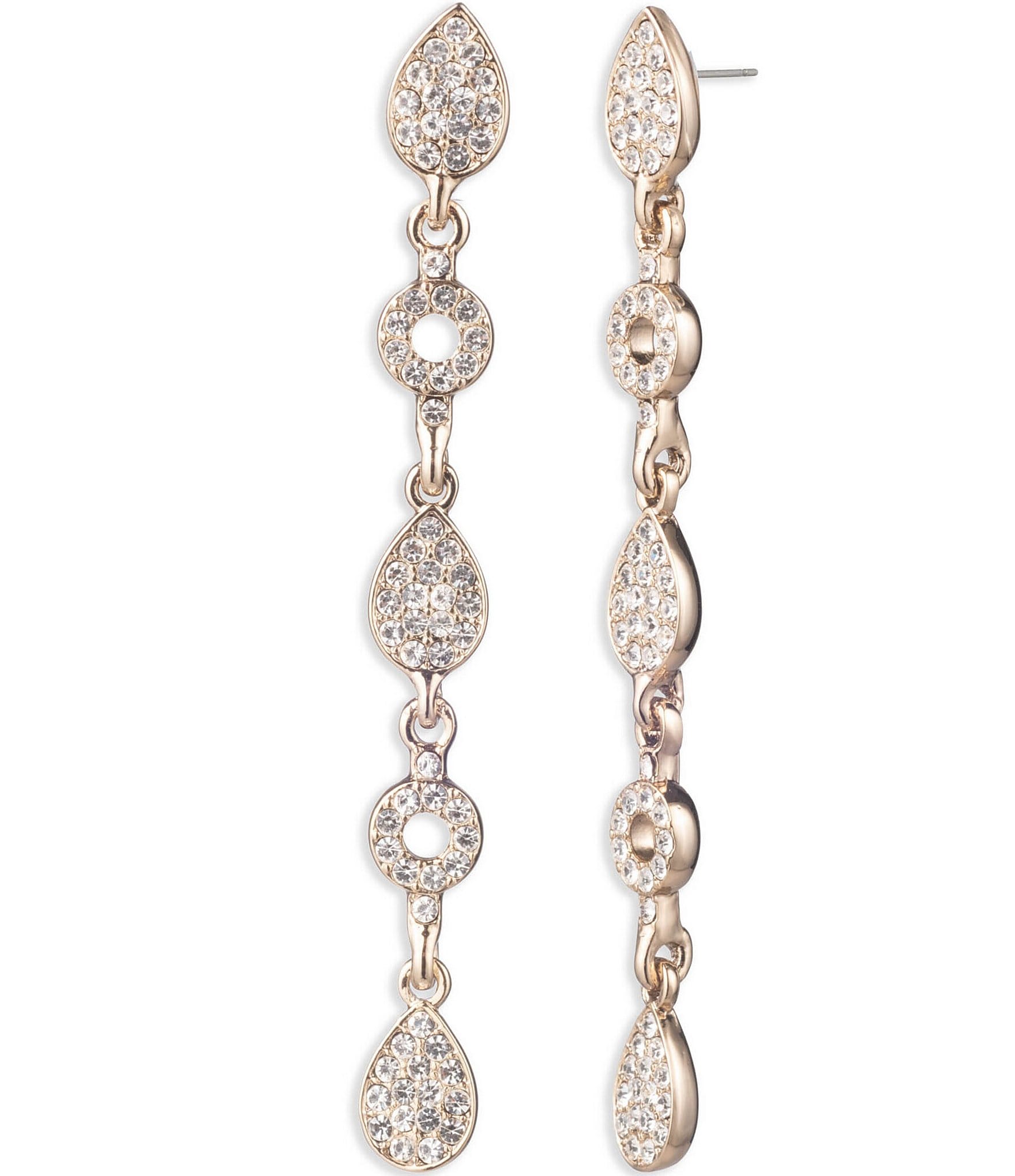 Givenchy Gold Tone Crystal Pave Linear Earrings