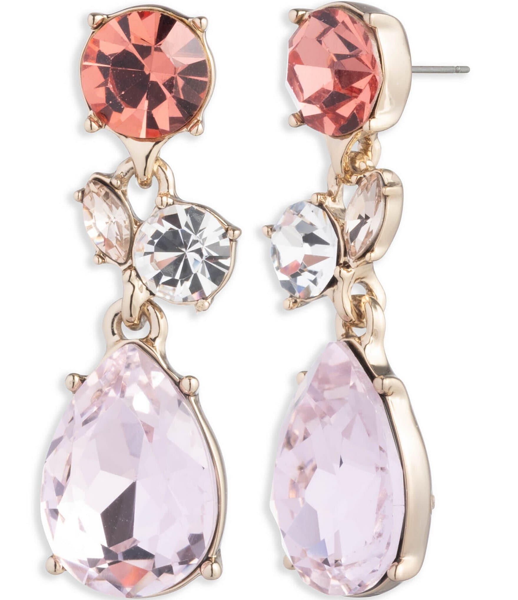 Givenchy Gold Tone Rose Crystal Drop Earrings | Dillard's