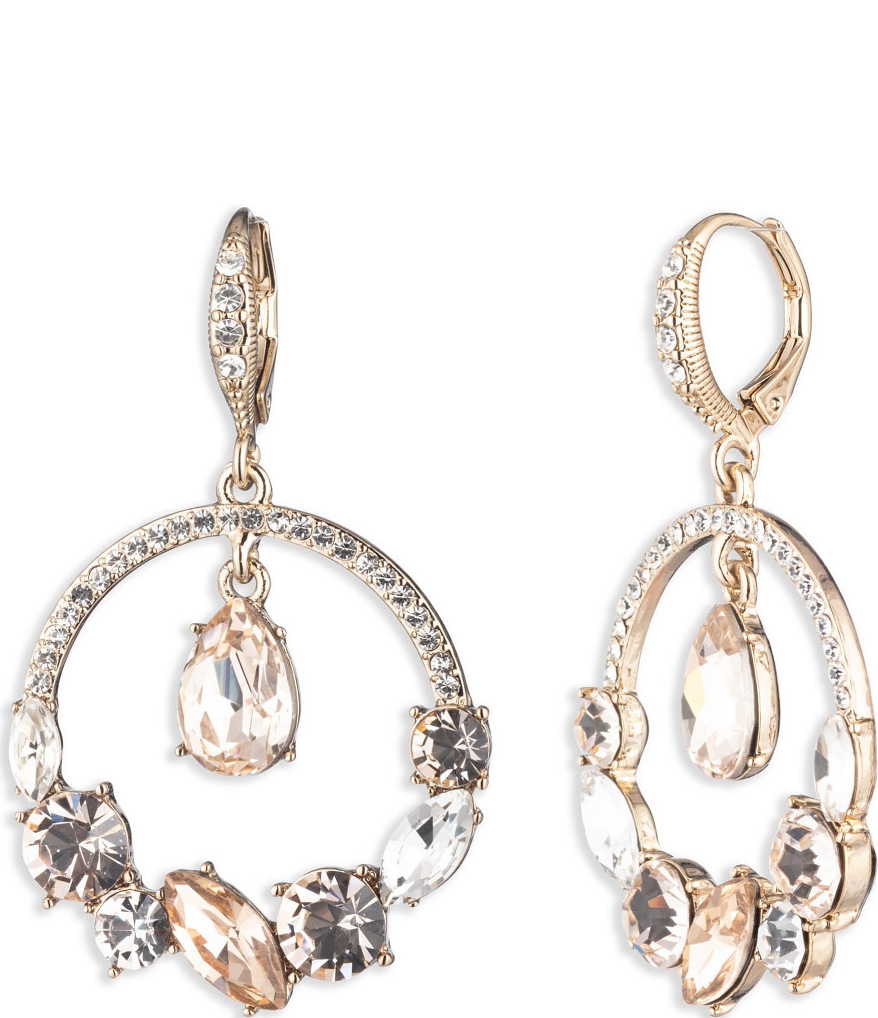 Givenchy Gold Tone Silk Orbital Pear Drop Earrings