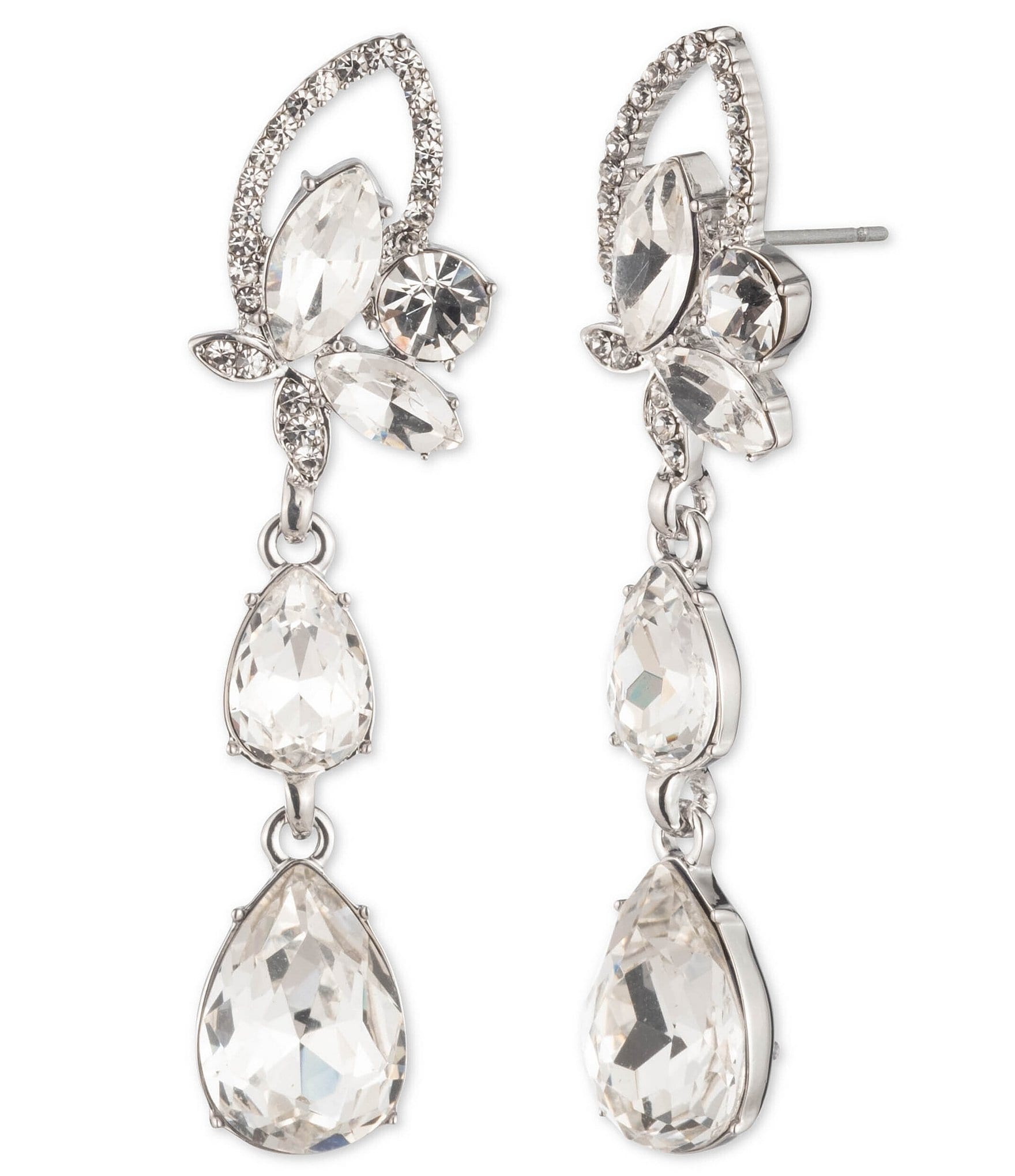 Givenchy Linear Silver Tone Crystal Linear Post Earrings | Dillard's