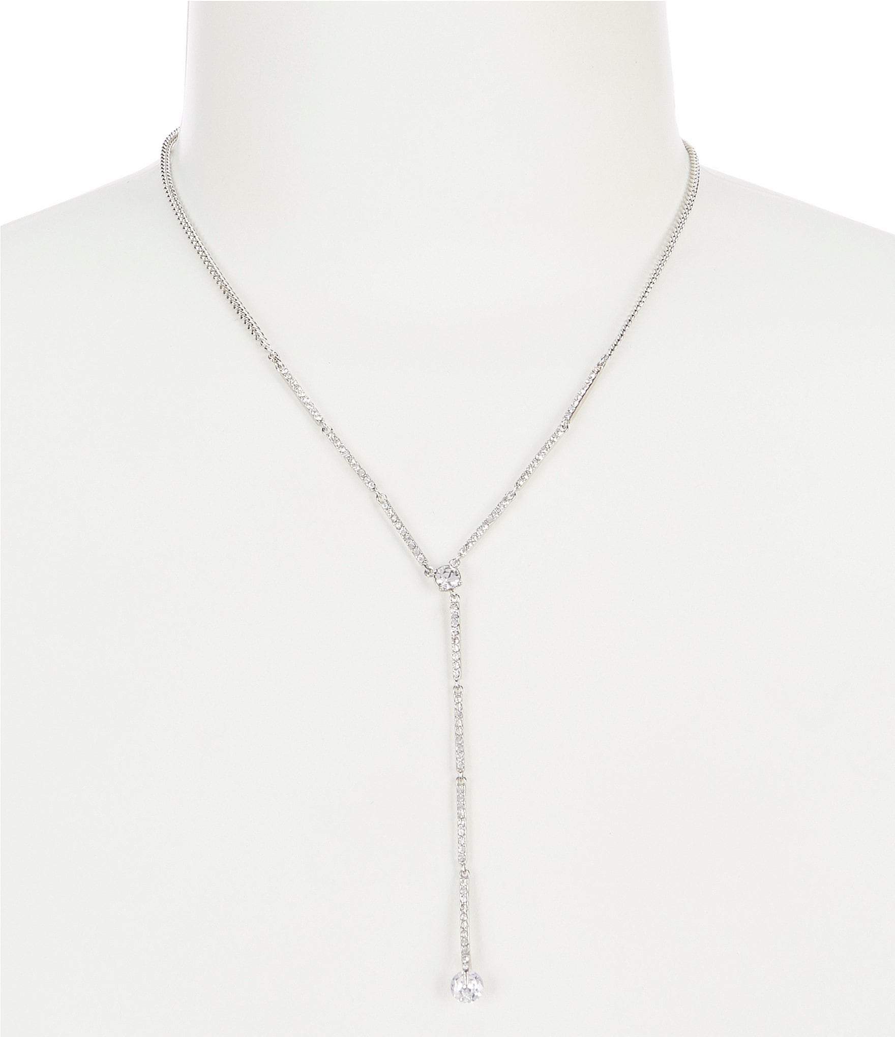 Givenchy Silver Crystal Long Y-Necklace | Dillard's