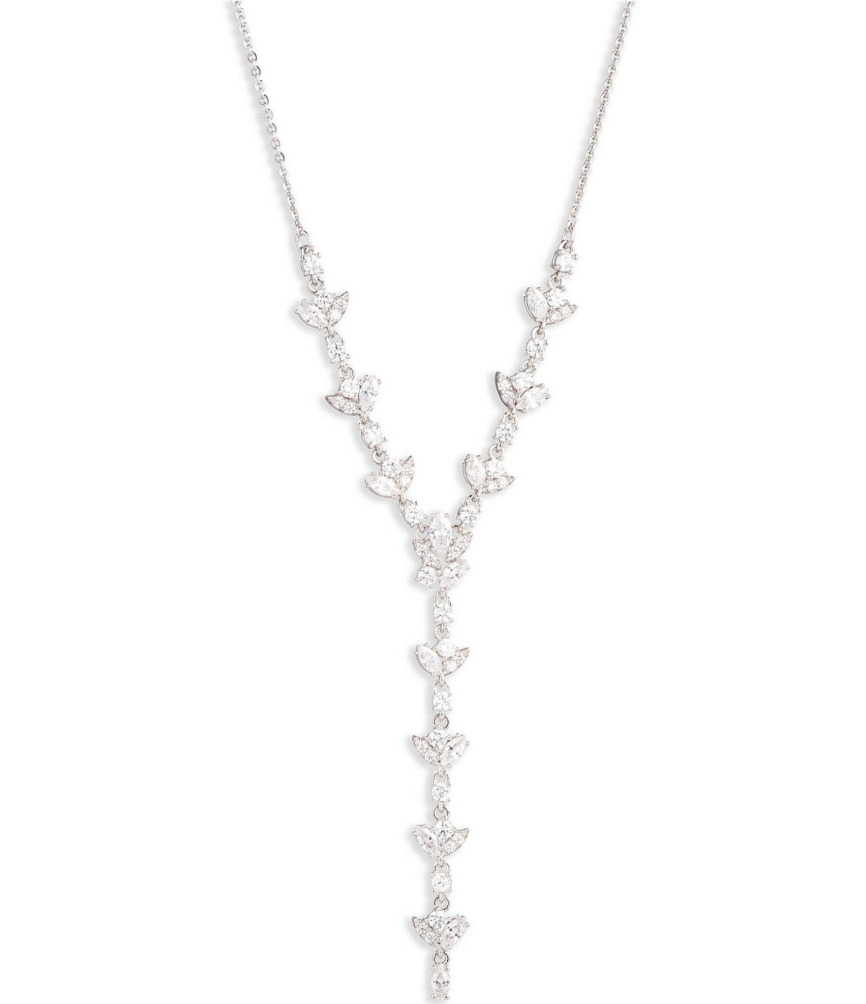 Givenchy Silver Tone Crystal 16'' Y Necklace