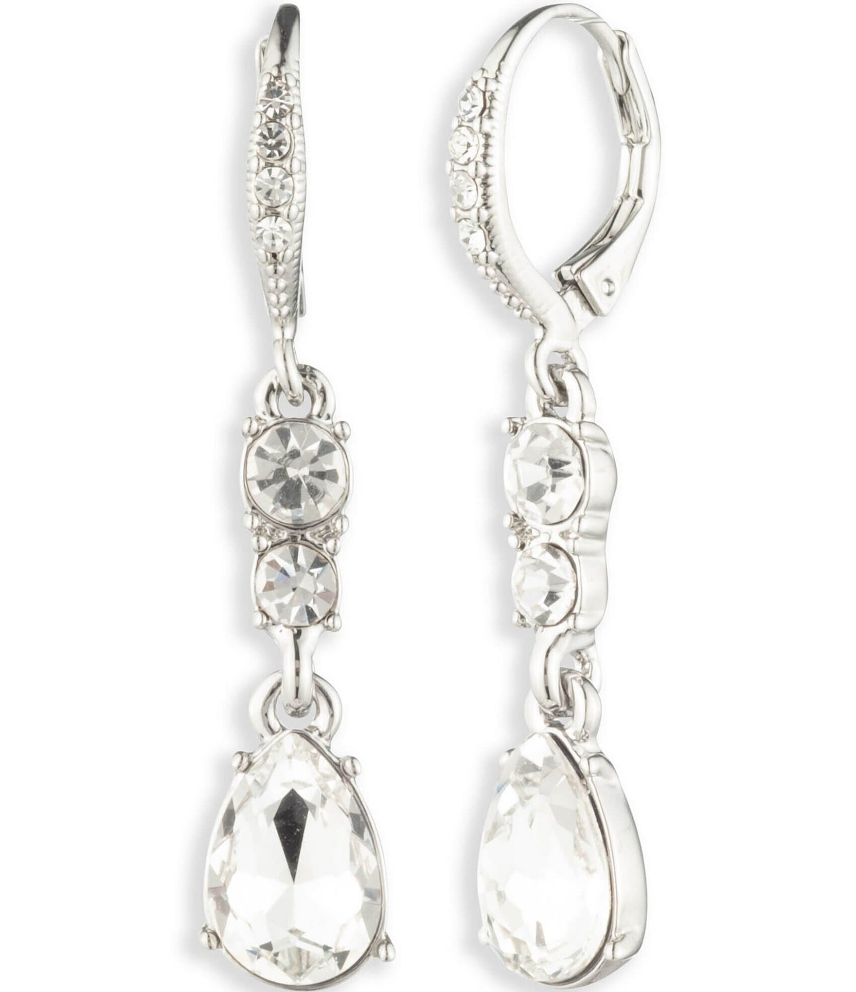 Givenchy Silver Tone Crystal Drop 1.55'' Earrings