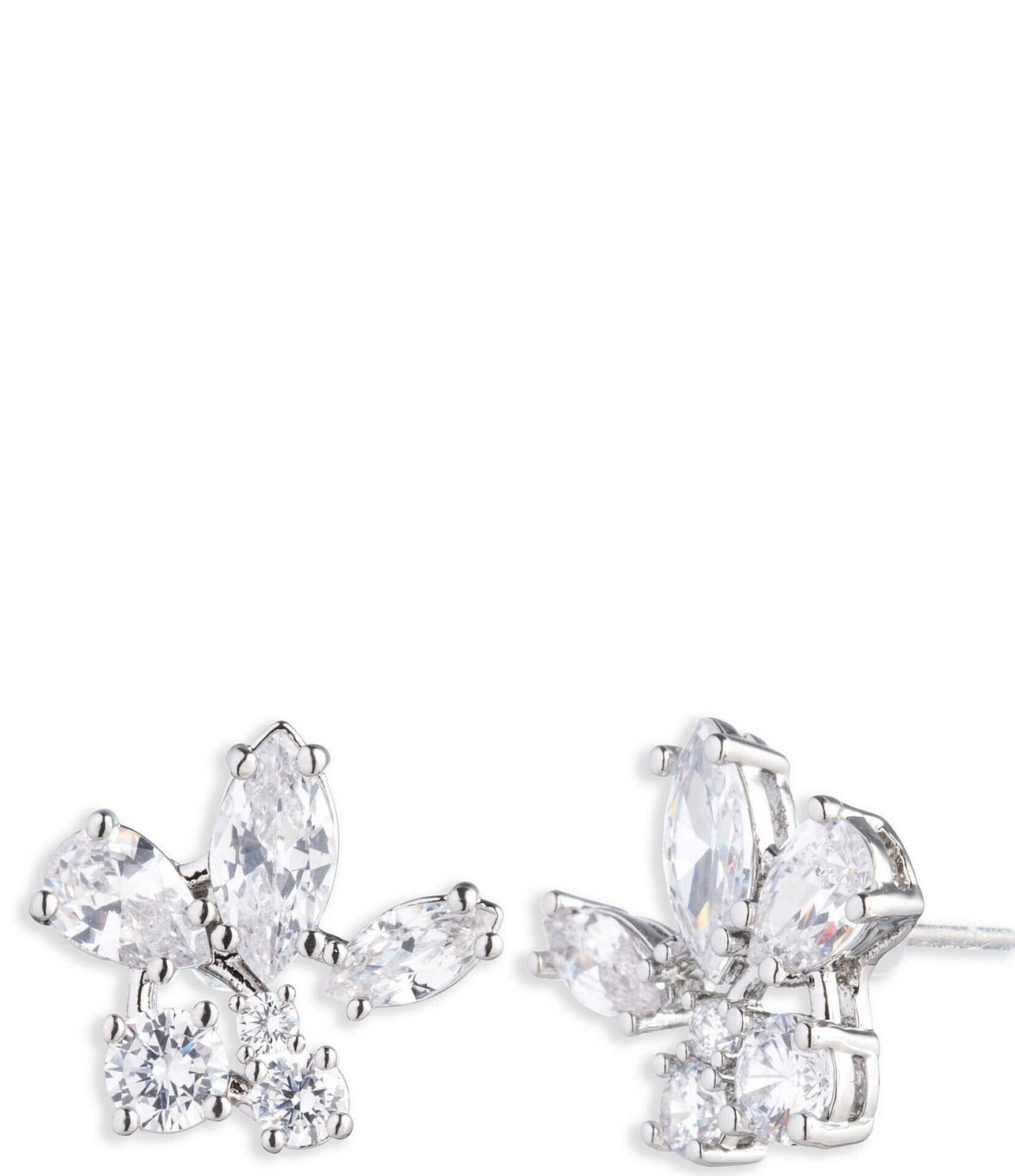 Givenchy Silver Tone Crystal Stud Earrings