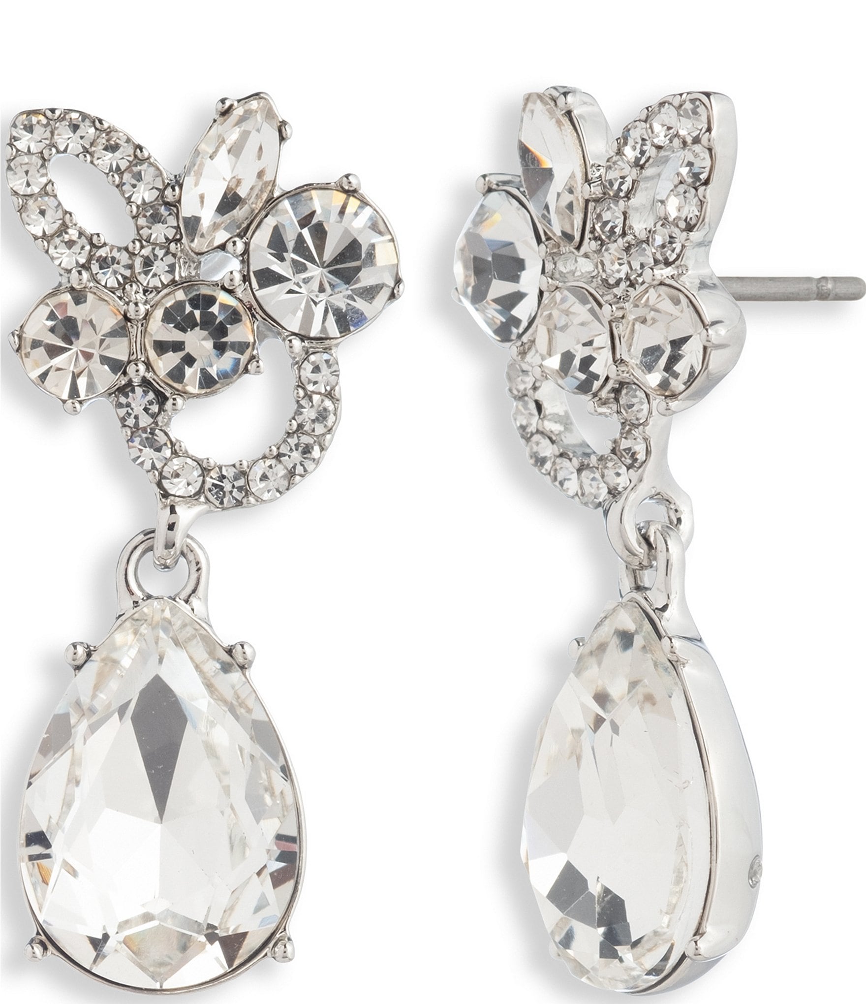 Givenchy Small Crystal Cluster Silver Drop Earrings Dillard s