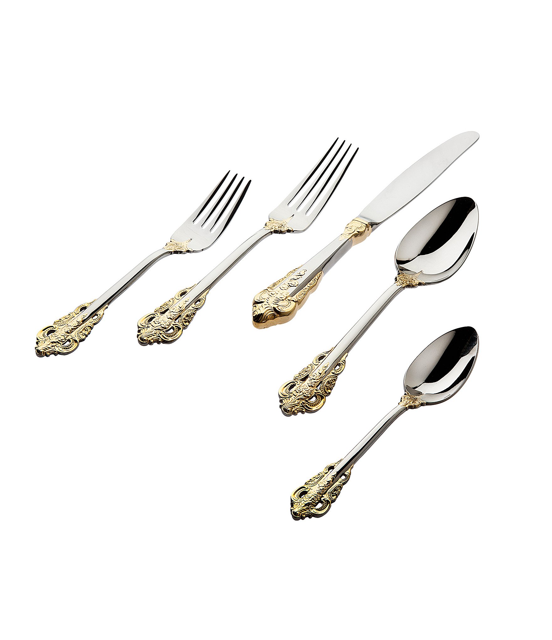 Godinger 24th Century Baroque Gold 20Piece Stainless Flatware Set