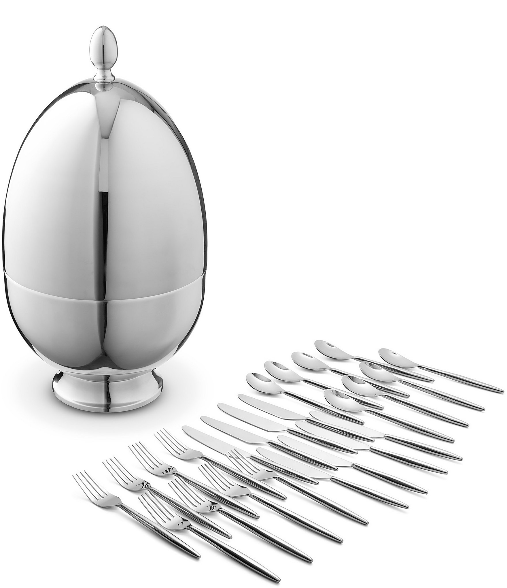 Godinger Egg 24-Piece Stainless Steel Flatware Set, Service for 8