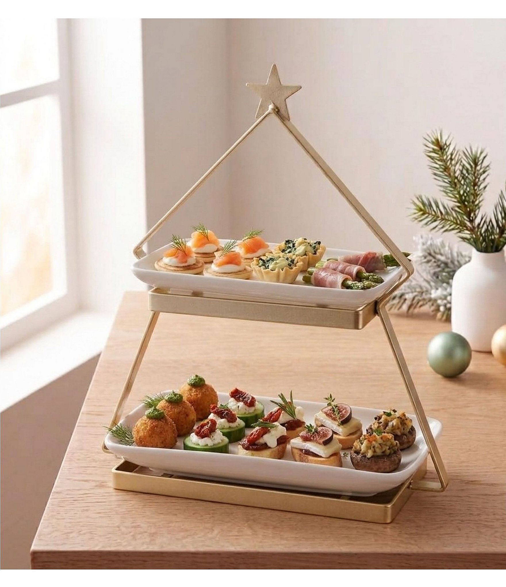 Godinger Sleigh Gold 2-Tier Cake Server