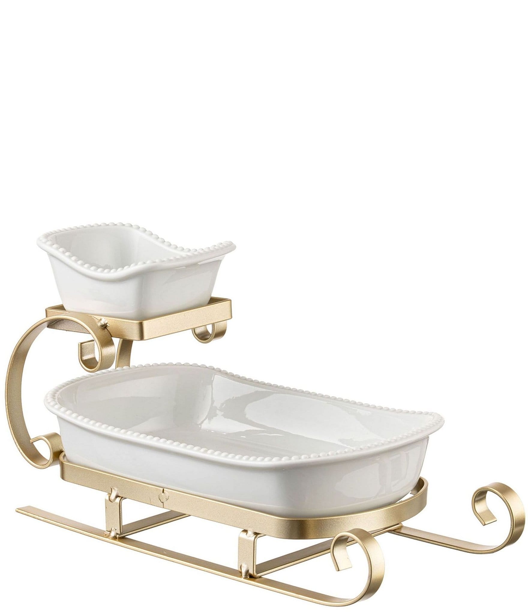 Godinger Sleigh Gold 2-Tier Dip Server
