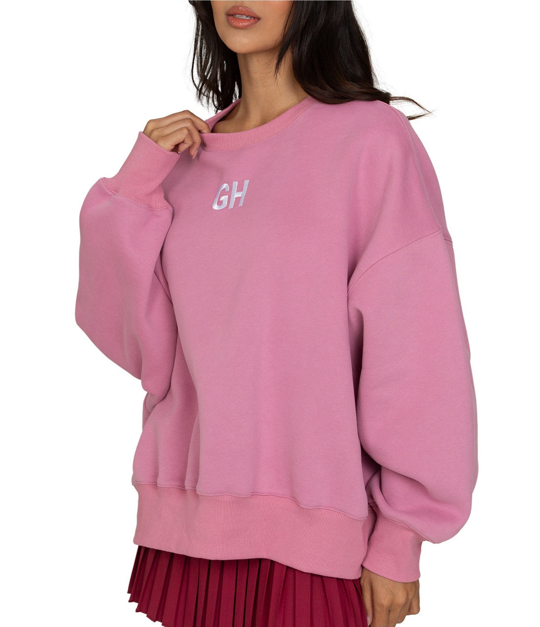 GOLD HINGE GH Embroidered Crew Neck Long Sleeve Sweater GOLD HINGE GH Embroidered Crew Neck Long Sleeve Sweater