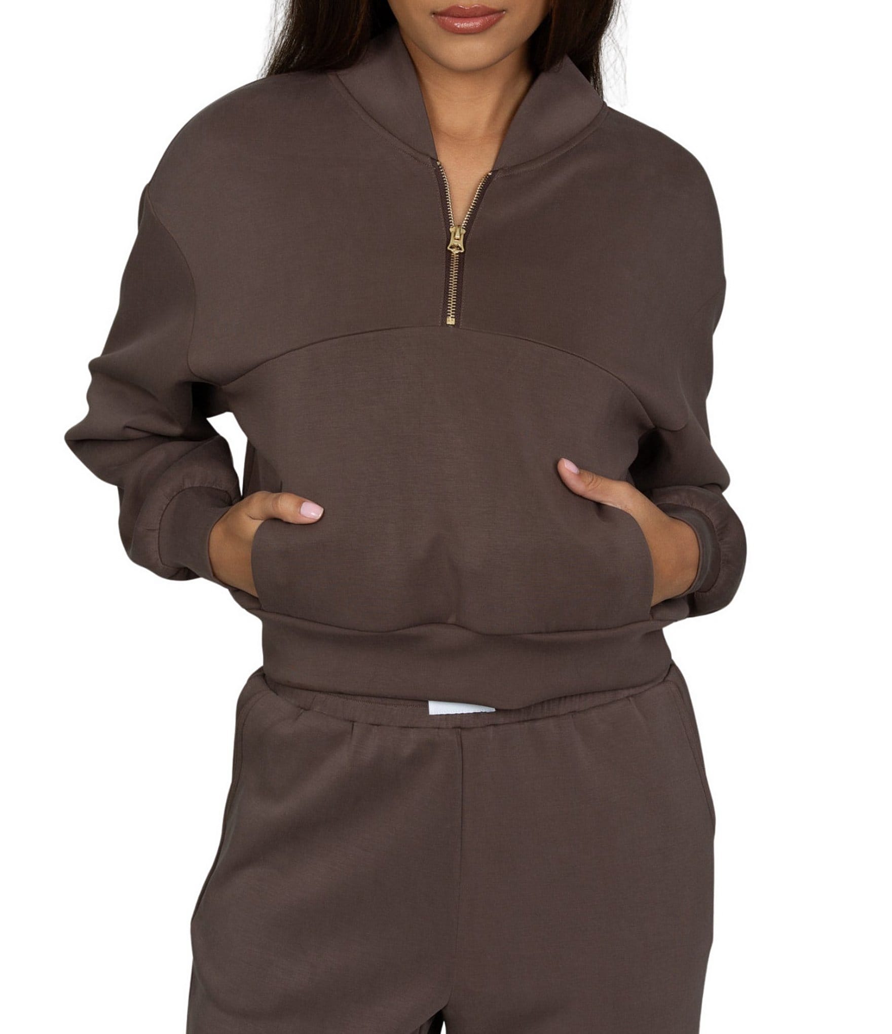 GOLD HINGE LuxeSoft™ Lounge Coordinating Quarter-Zip Long Sleeve Pullover