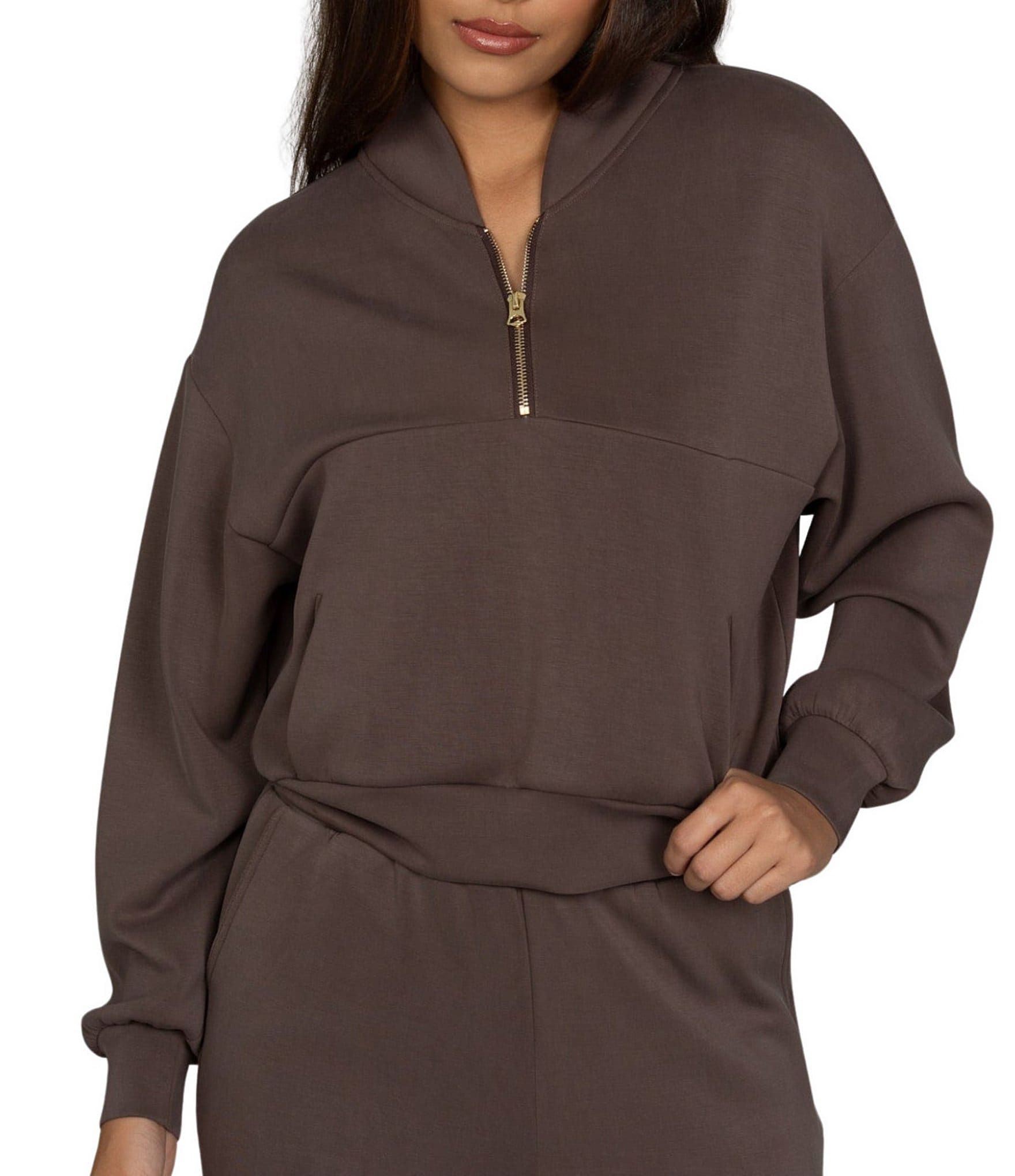 GOLD HINGE LuxeSoft™ Lounge Coordinating Quarter-Zip Long Sleeve Pullover