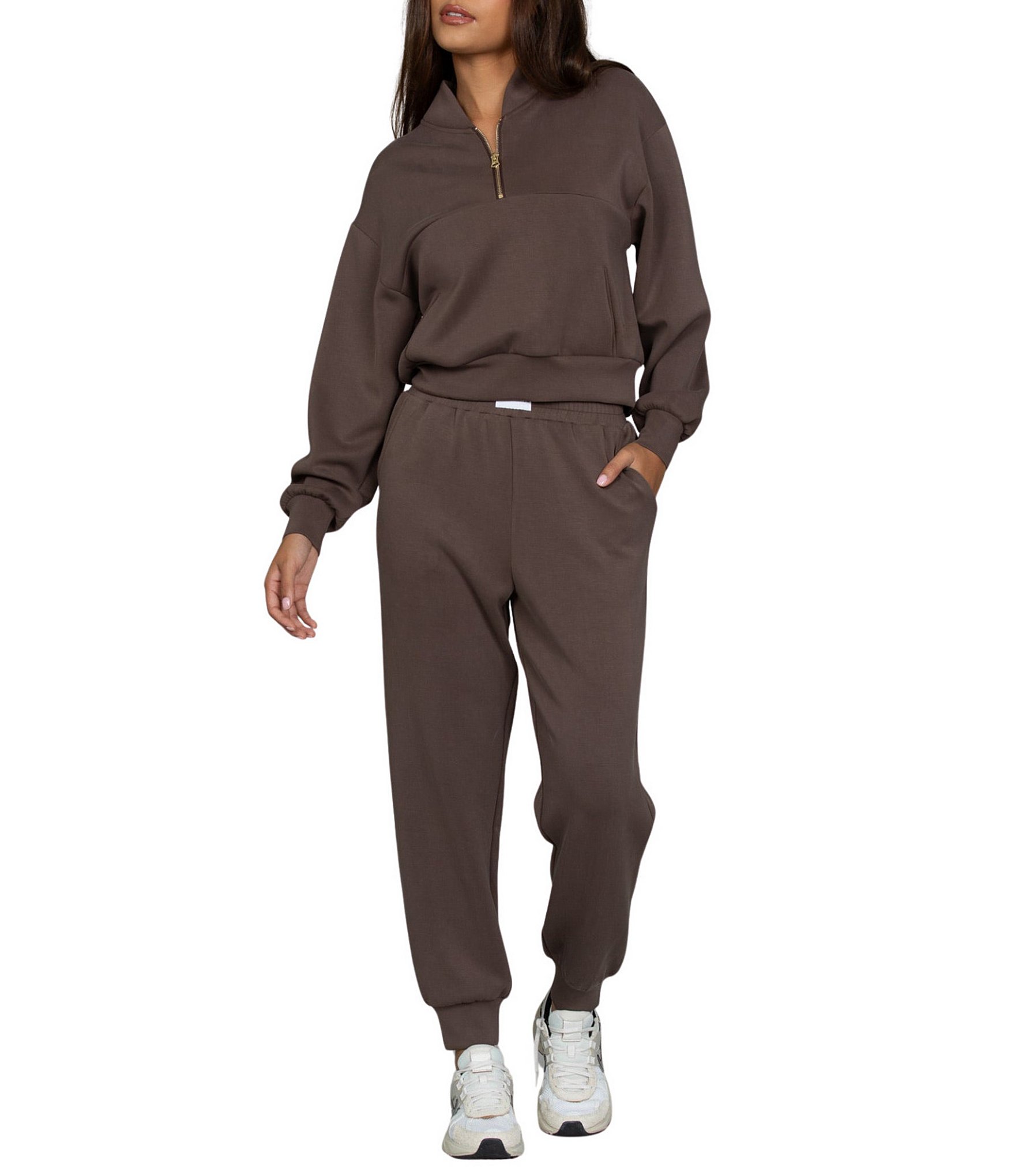 GOLD HINGE LuxeSoft™ Lounge Coordinating Quarter-Zip Long Sleeve Pullover