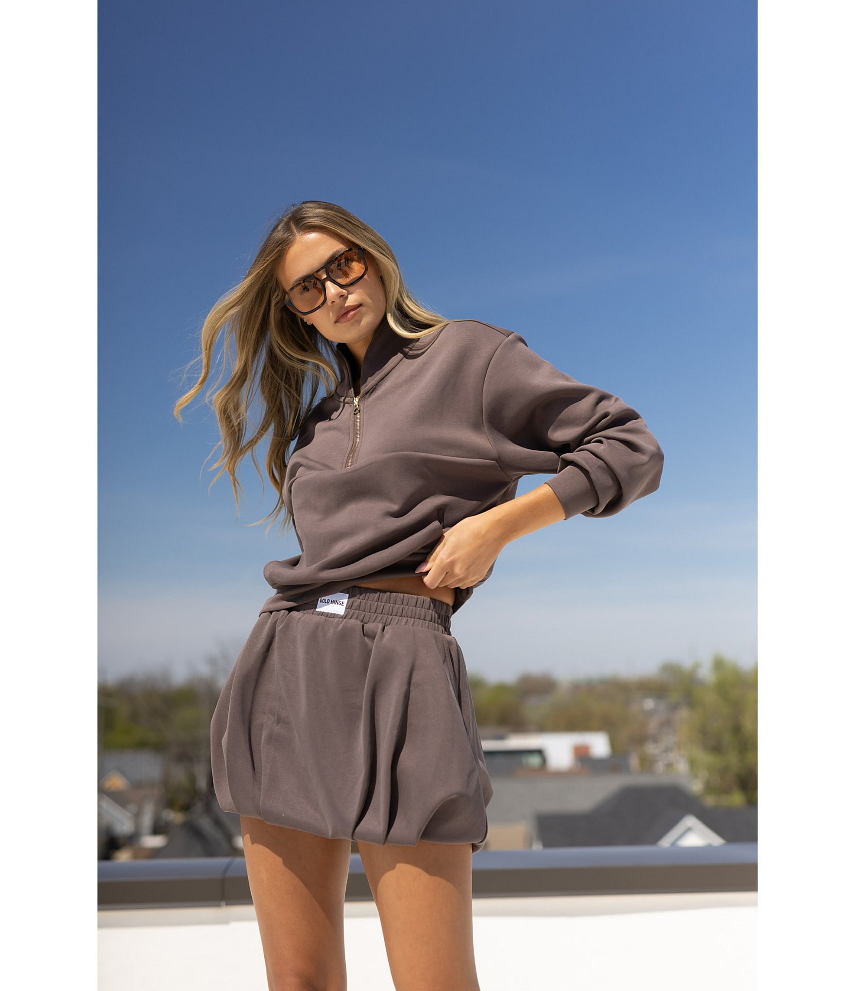 GOLD HINGE LuxeSoft™ Lounge Coordinating Quarter-Zip Long Sleeve Pullover
