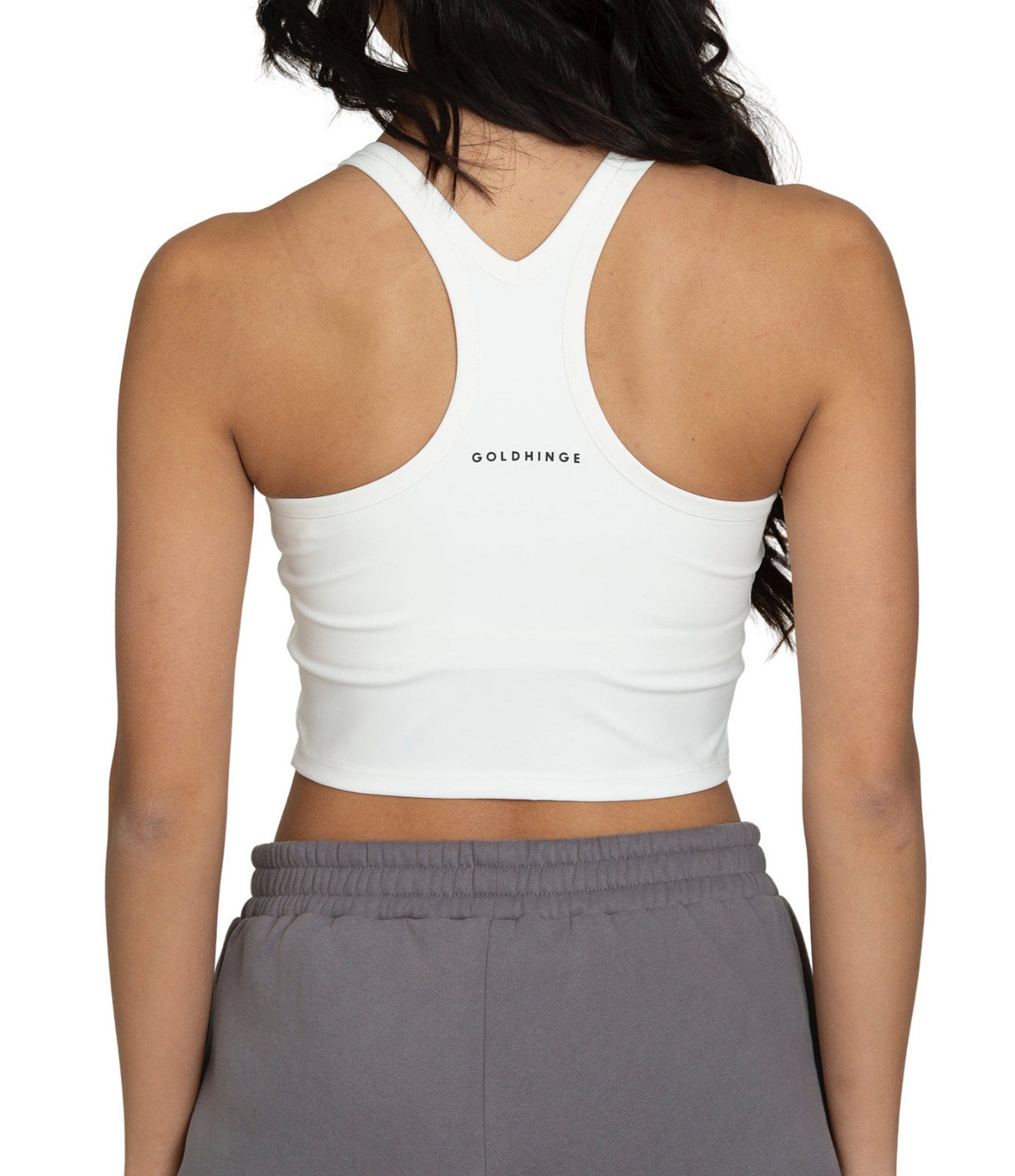 GOLD HINGE Scoop Neck Racerback Crop Tank