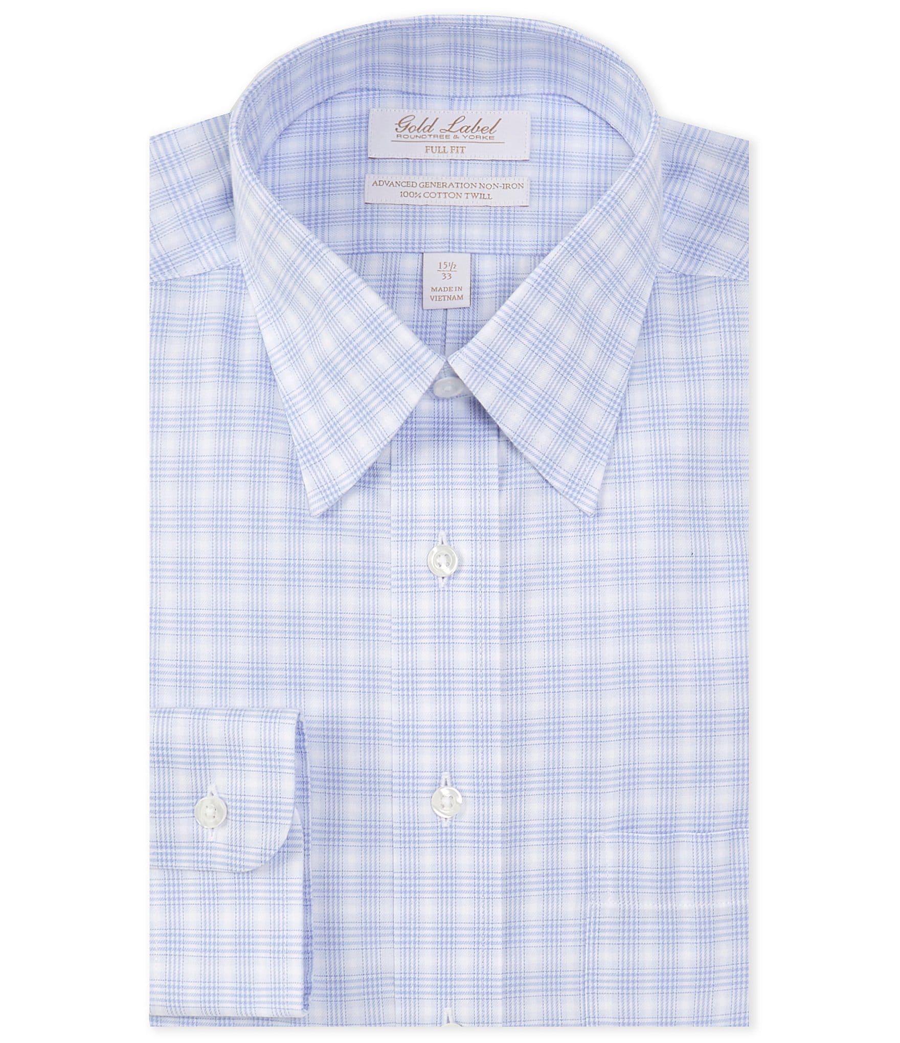 Gold Label Roundtree & Yorke Big & Tall Full-Fit Non-Iron Point Collar  Ombre Check Dress Shirt | Dillard's