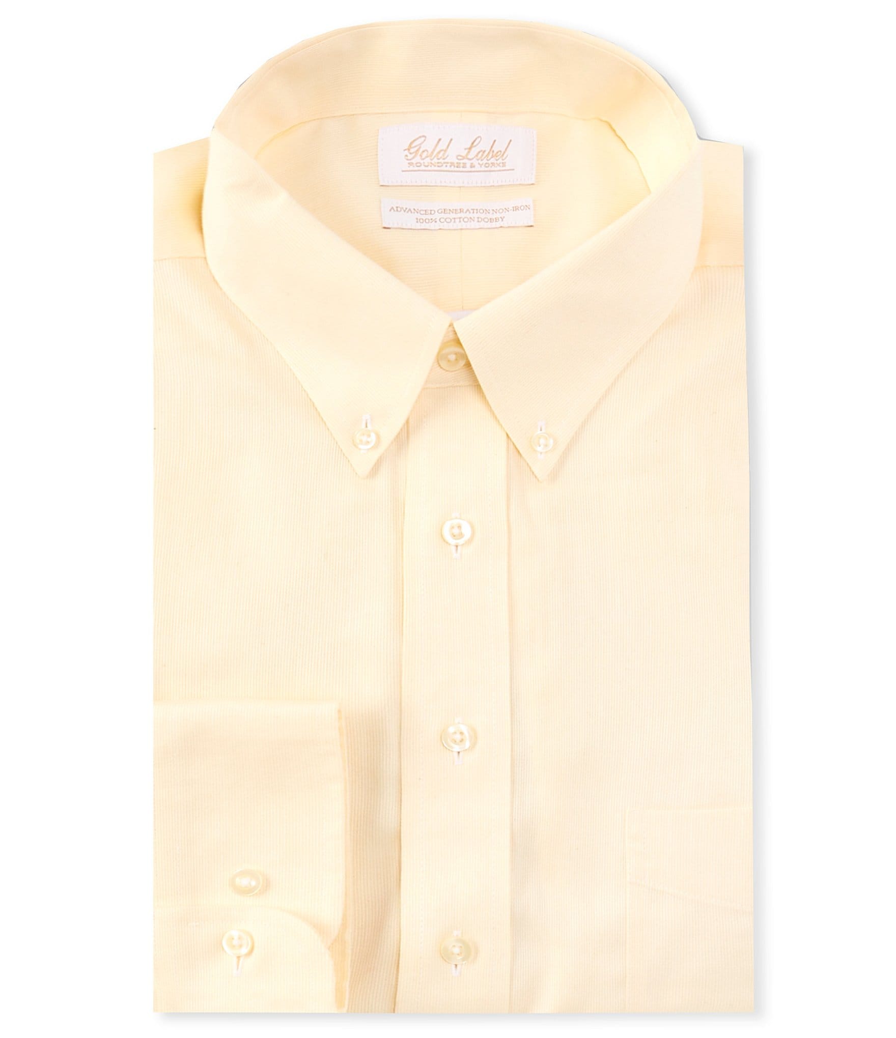 Gold Label Roundtree & Yorke Big & Tall Non-Iron Button-Down Collar Solid Dobby Dress Shirt