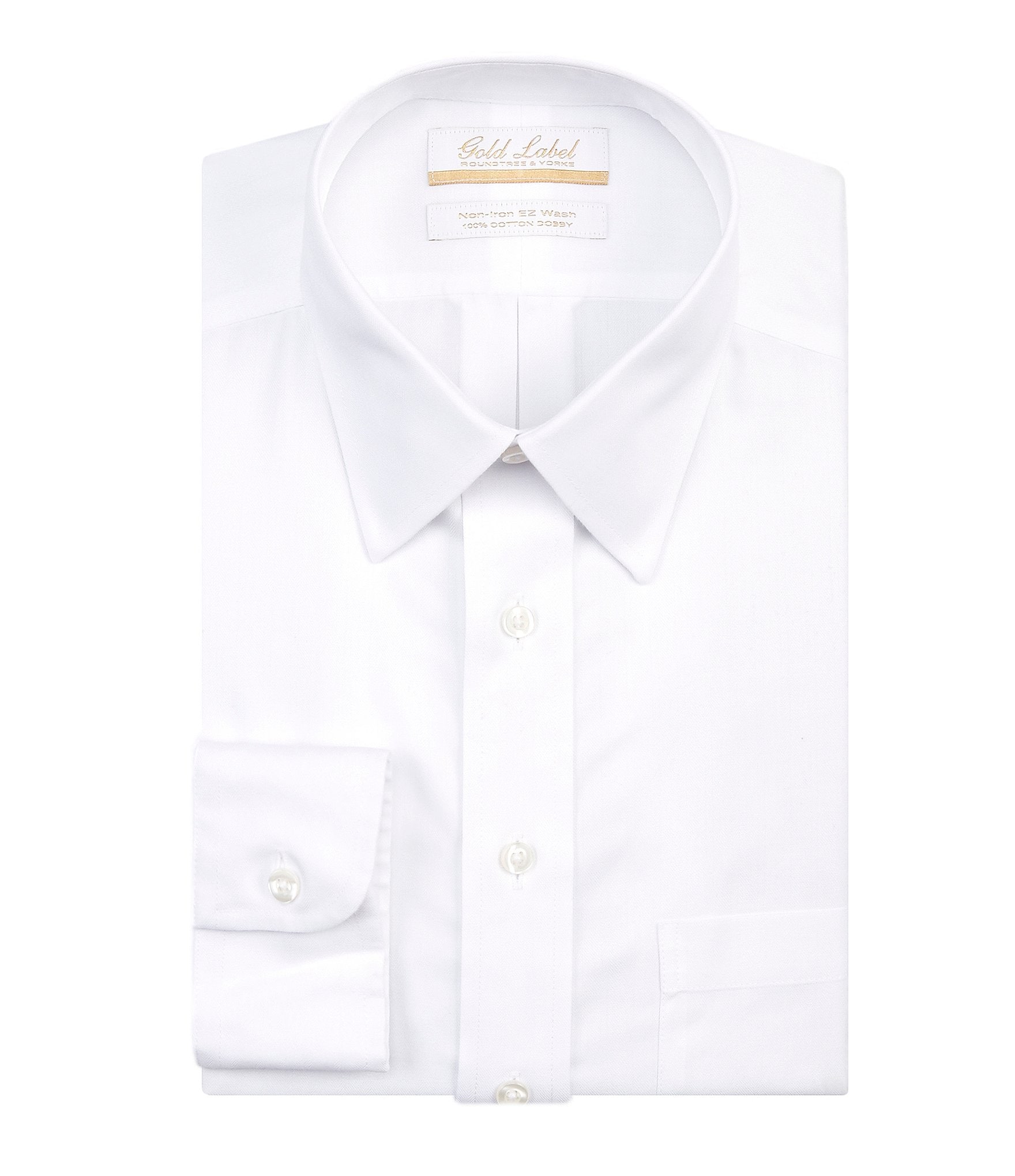white dress shirt with gold buttons