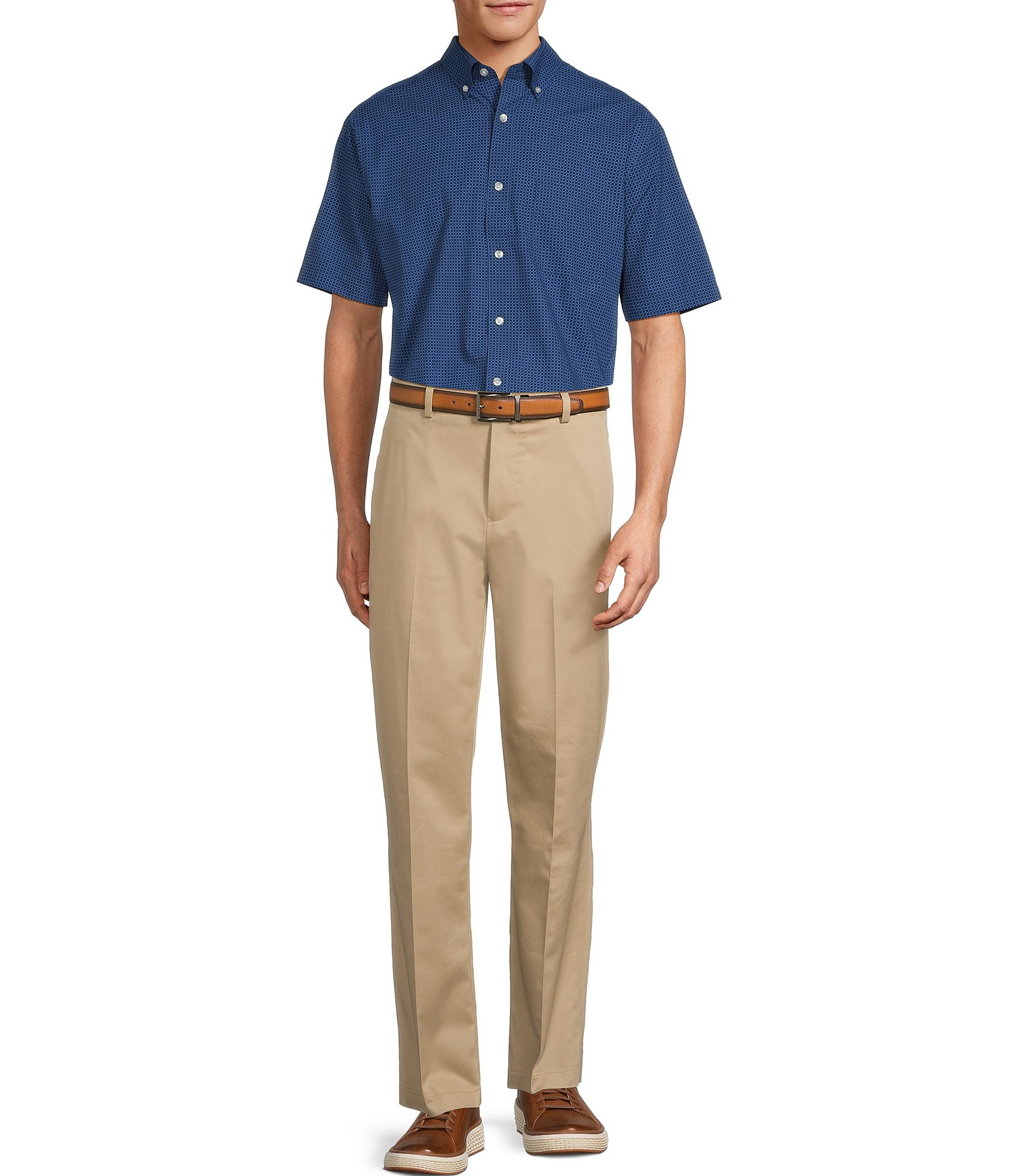 Gold Label Roundtree & Yorke Big & Tall Non-Iron Short Sleeve Circle Print Poplin Sport Shirt
