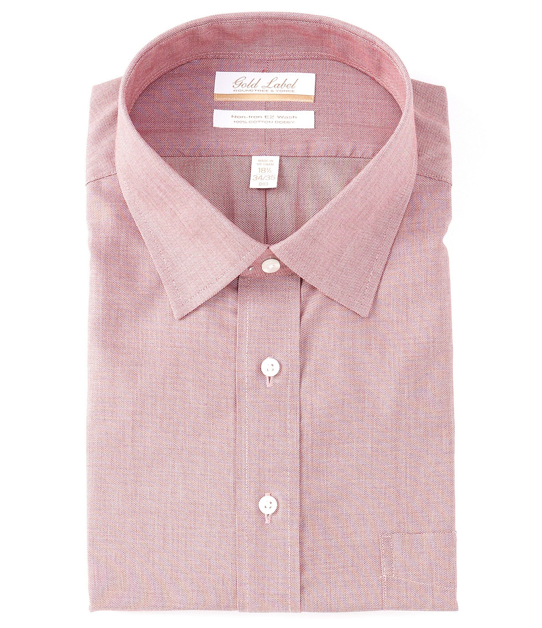 Gold Label Roundtree & Yorke Big & Tall Non-Iron Slim-Fit Point Collar ...