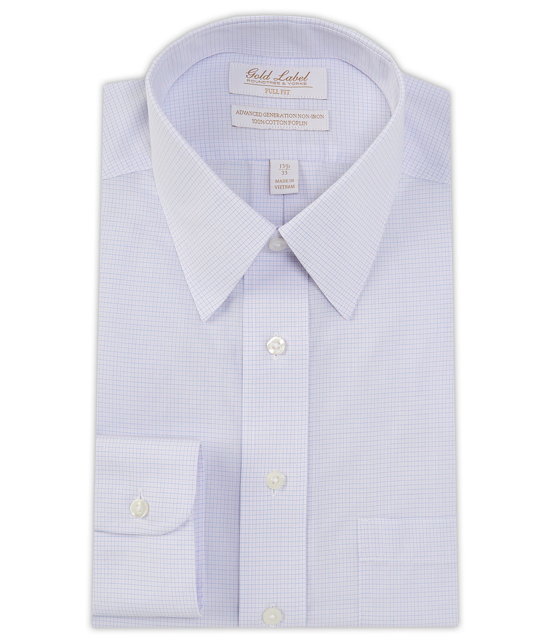 Gold Label Roundtree & Yorke Full-Fit Non-Iron Button-Down Collar Micro ...