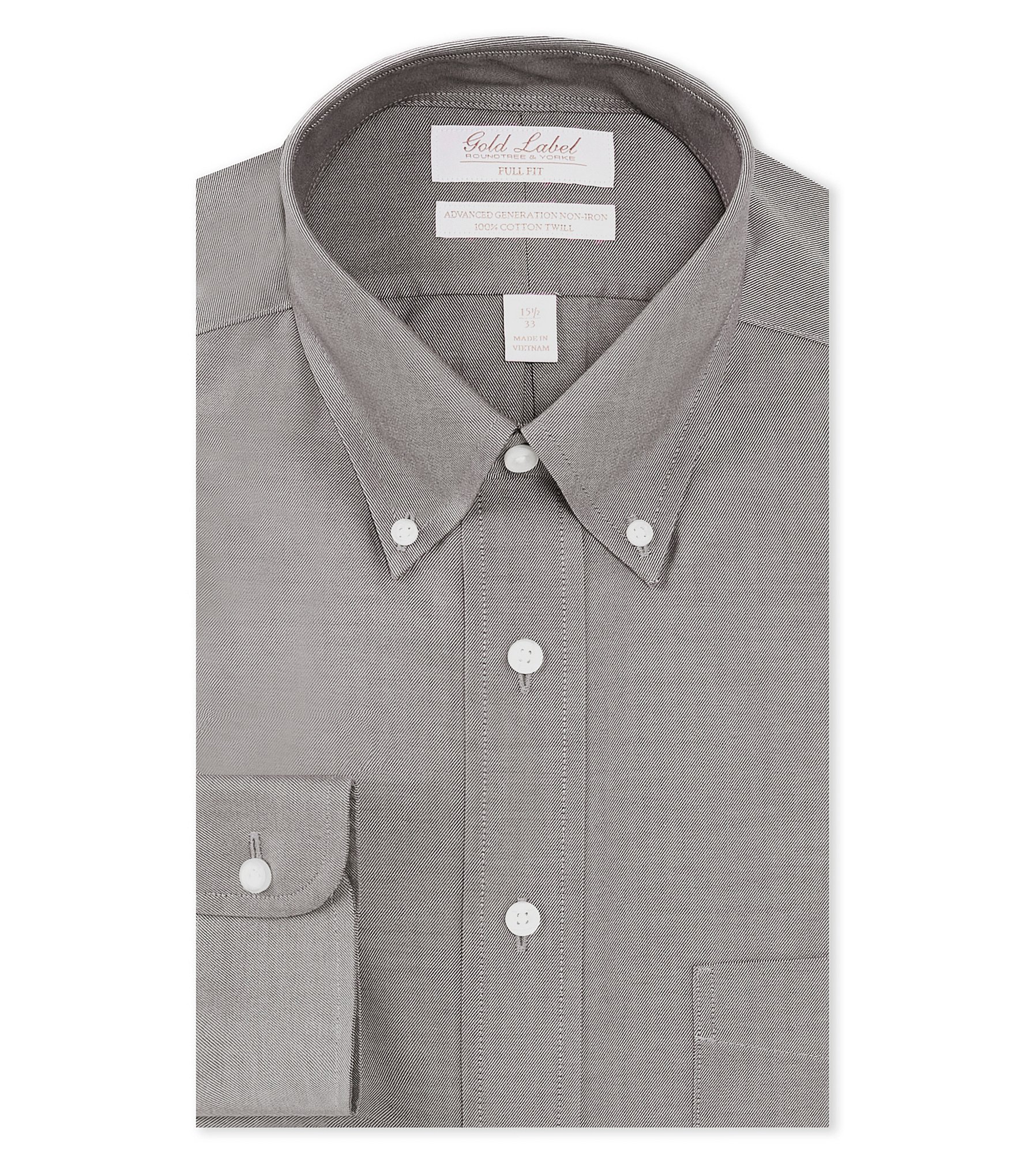 Gold Label Roundtree & Yorke Full Fit Non-Iron Button Down Collar Solid ...