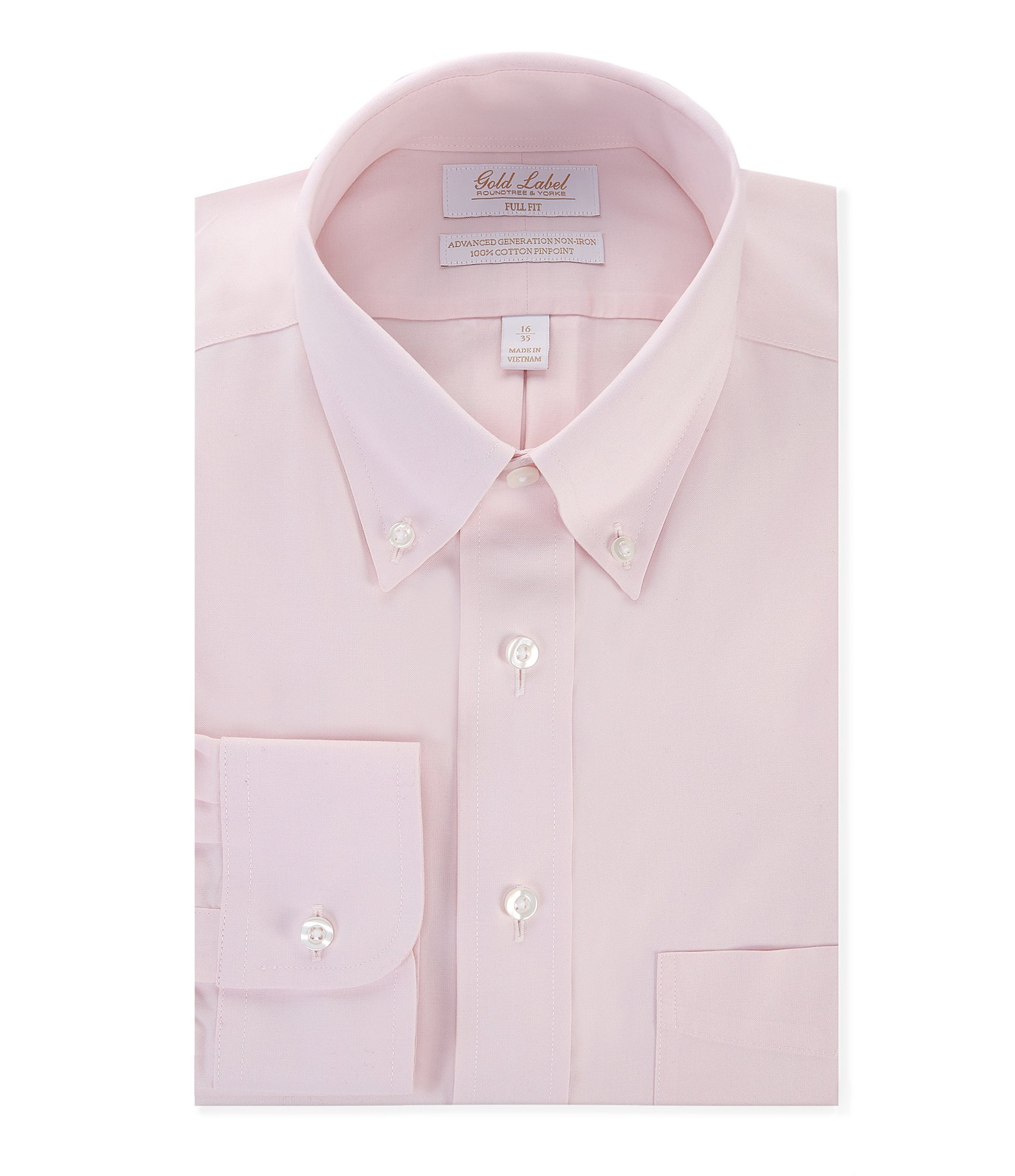 Gold Label Roundtree & Yorke Full-Fit Non-Iron Button Down Collar Solid ...