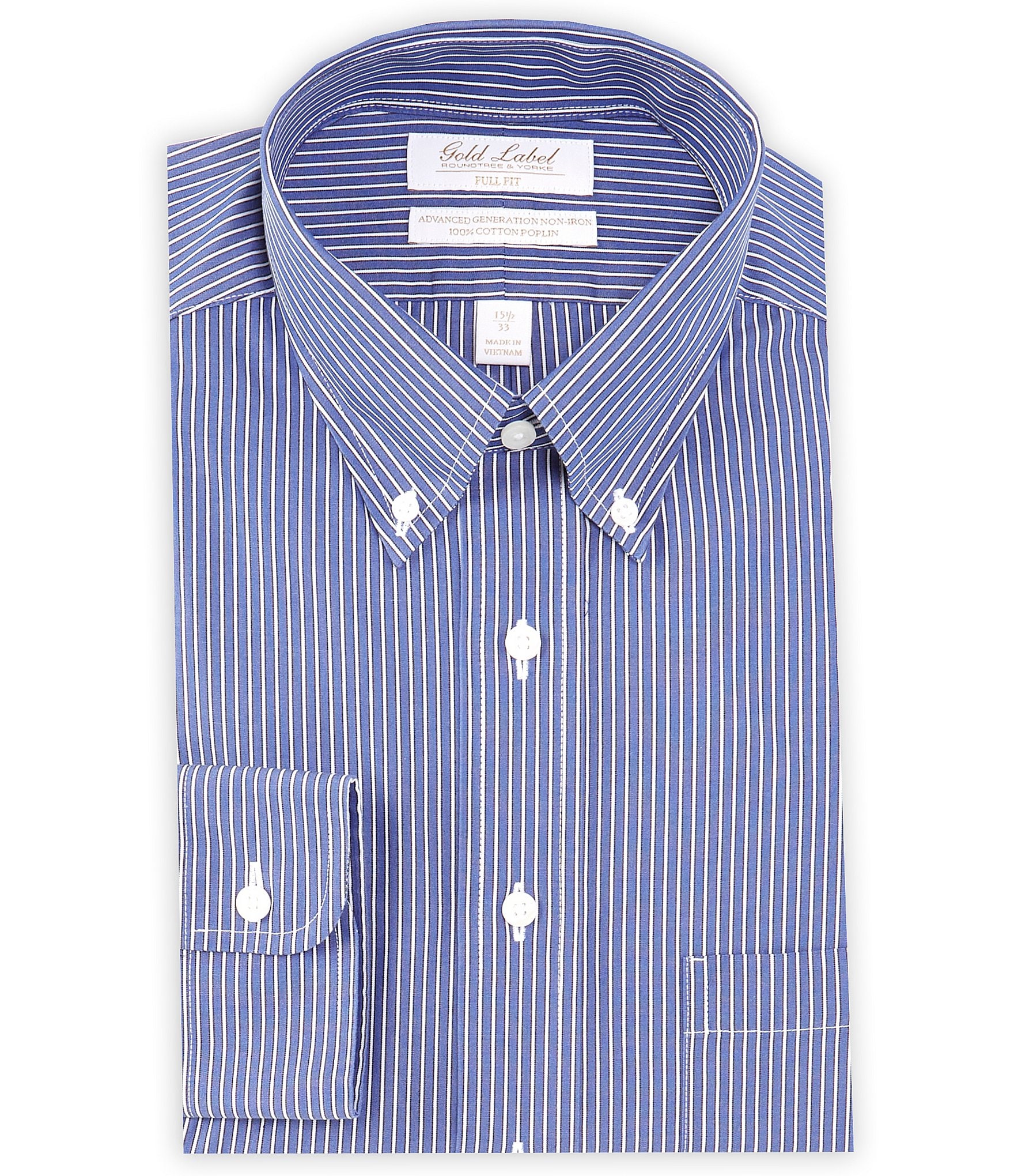 Roundtree Yorke Gold Label Roundtree Yorke Full Fit Non Iron Button Down Collar Striped Dress Shirt Brazos Mall