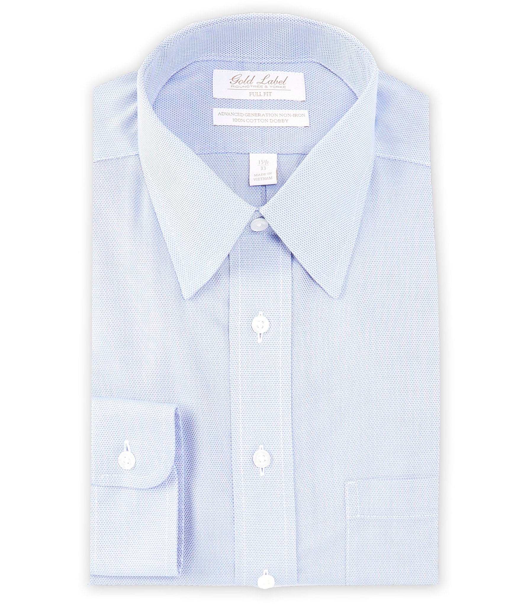 Roundtree & Yorke Gold Label Roundtree & Yorke Slim Fit Non-Iron Point  Collar Textured Dobby Dress Shirt