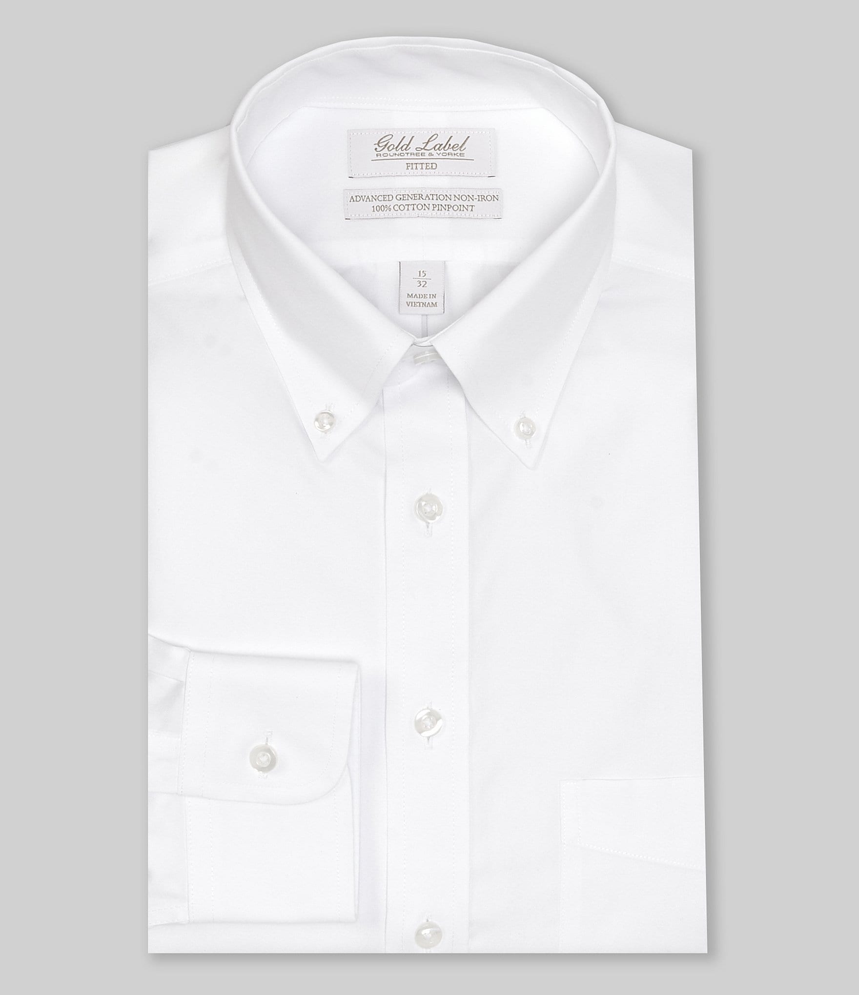 Gold Label Roundtree & Yorke NonIron Fitted Button Down Collar Solid Dress Shirt Dillard's
