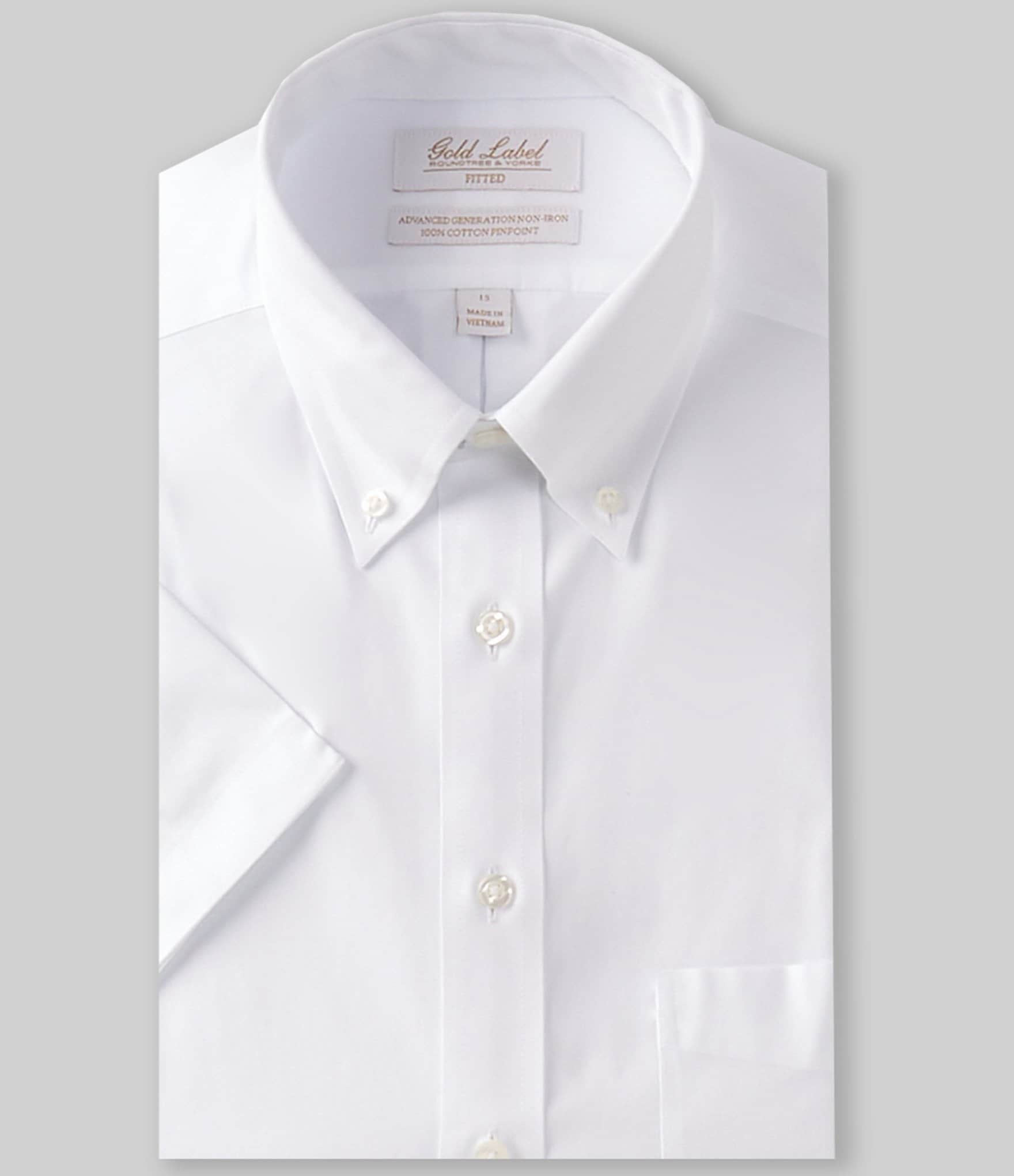 Gold Label Roundtree & Yorke Fitted Non-Iron Button Down Collar Solid Dress  Shirt, Dillard's