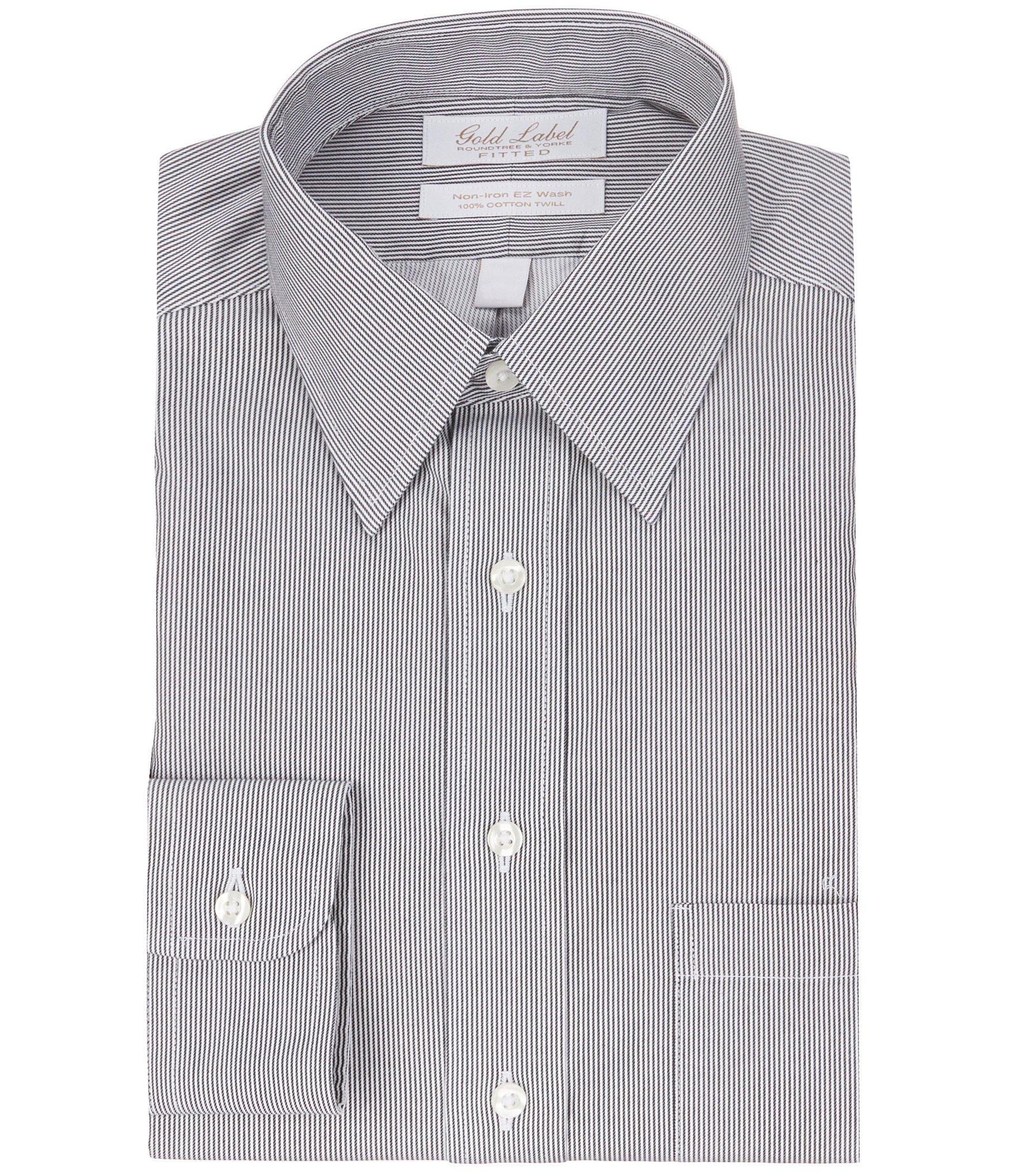 Gold Label Roundtree & Yorke Non-Iron Fitted Classic-Fit Point-Collar ...