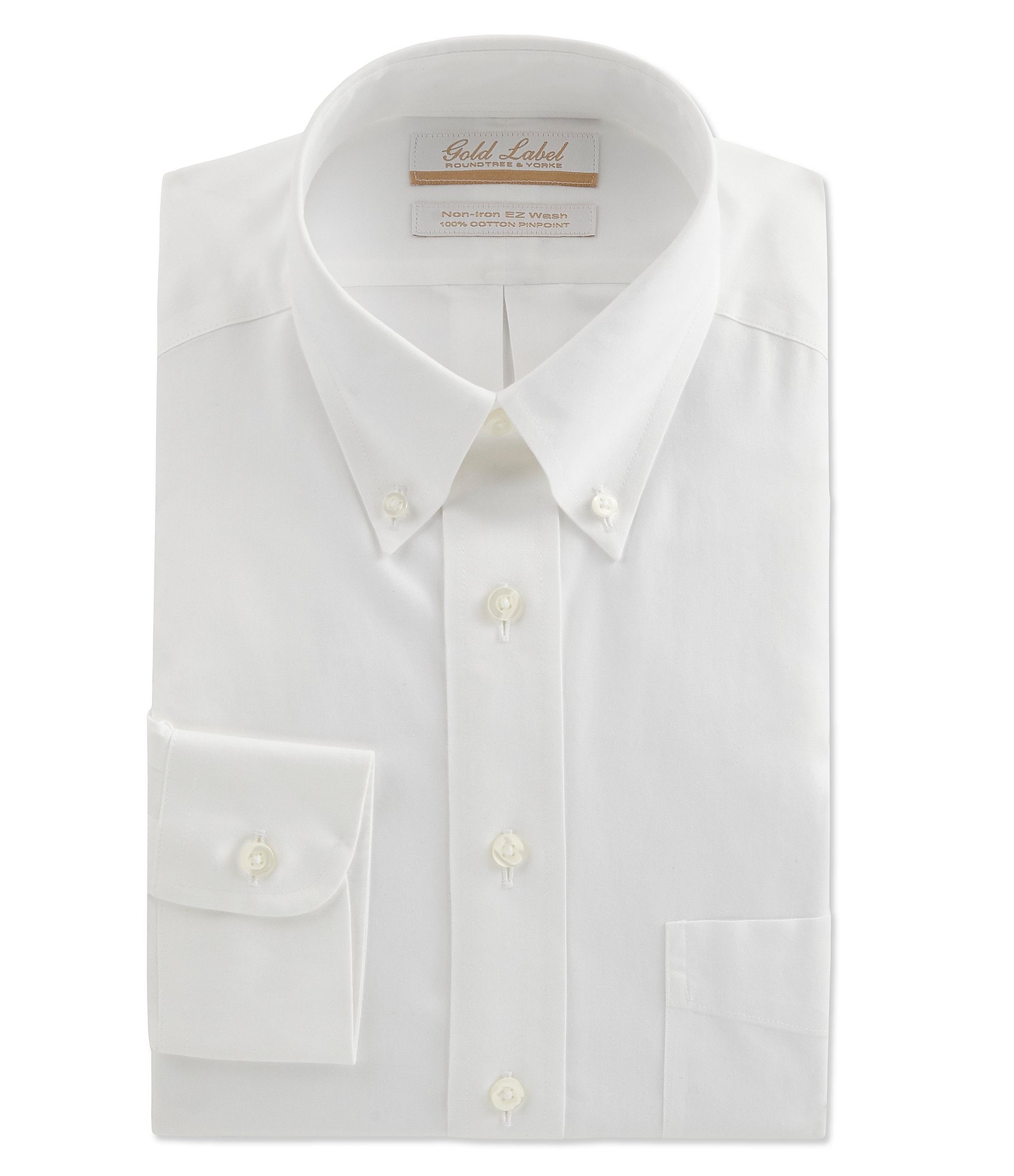 Men Dress Shirt "Roundtree&York" Gold Label Size 17/33 White 100% Cotton NWT Kleding Herenkleding Overhemden & T-shirts Overhemden 
