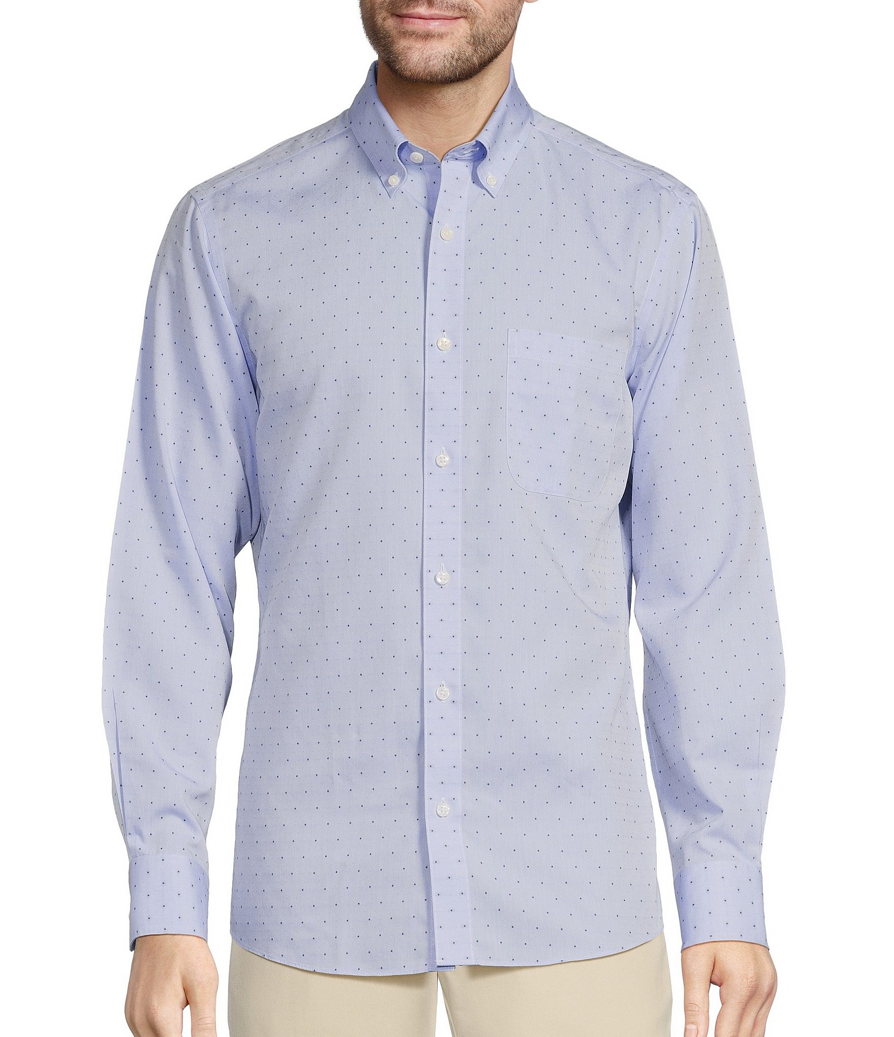 Gold Label Roundtree & Yorke Non-Iron Slim Fit Long Sleeve Dobby Print ...