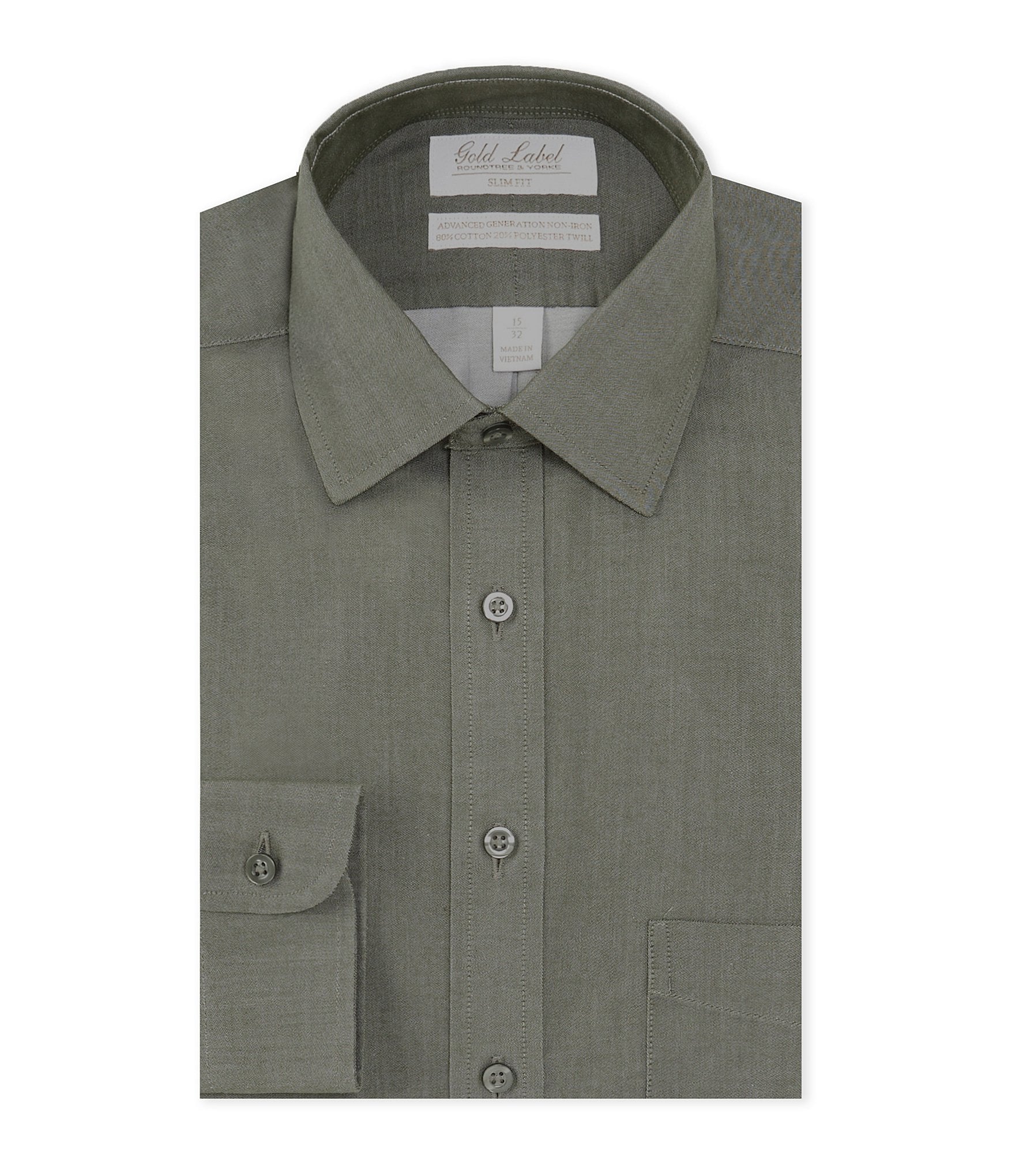 Gold Label Roundtree & Yorke Slim Fit Non Iron Spread Collar Solid ...