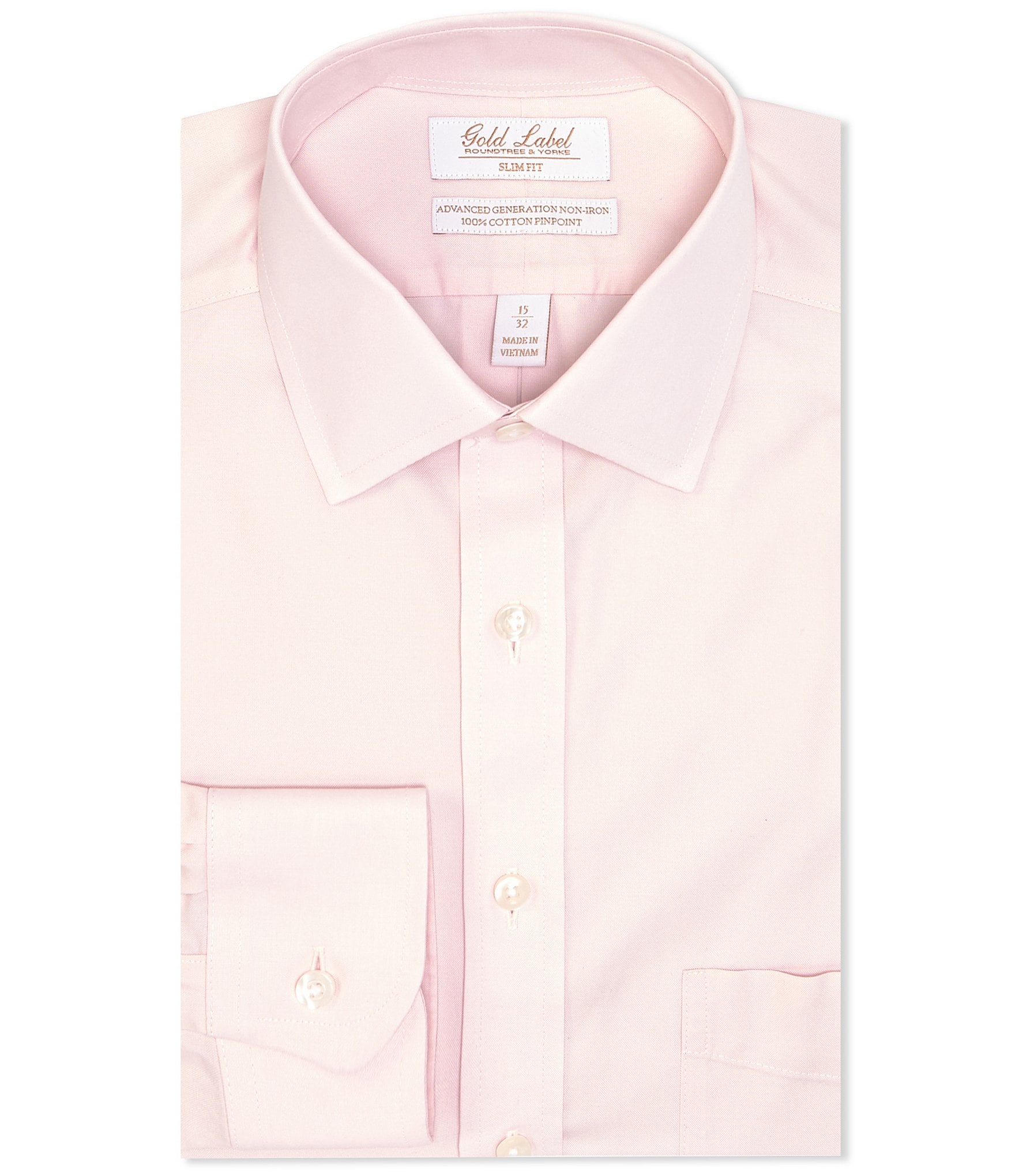 Roundtree & Yorke Gold Label Non Iron EZ Wash Pinpoint deals Dress Shirt Pink 14 1/2”