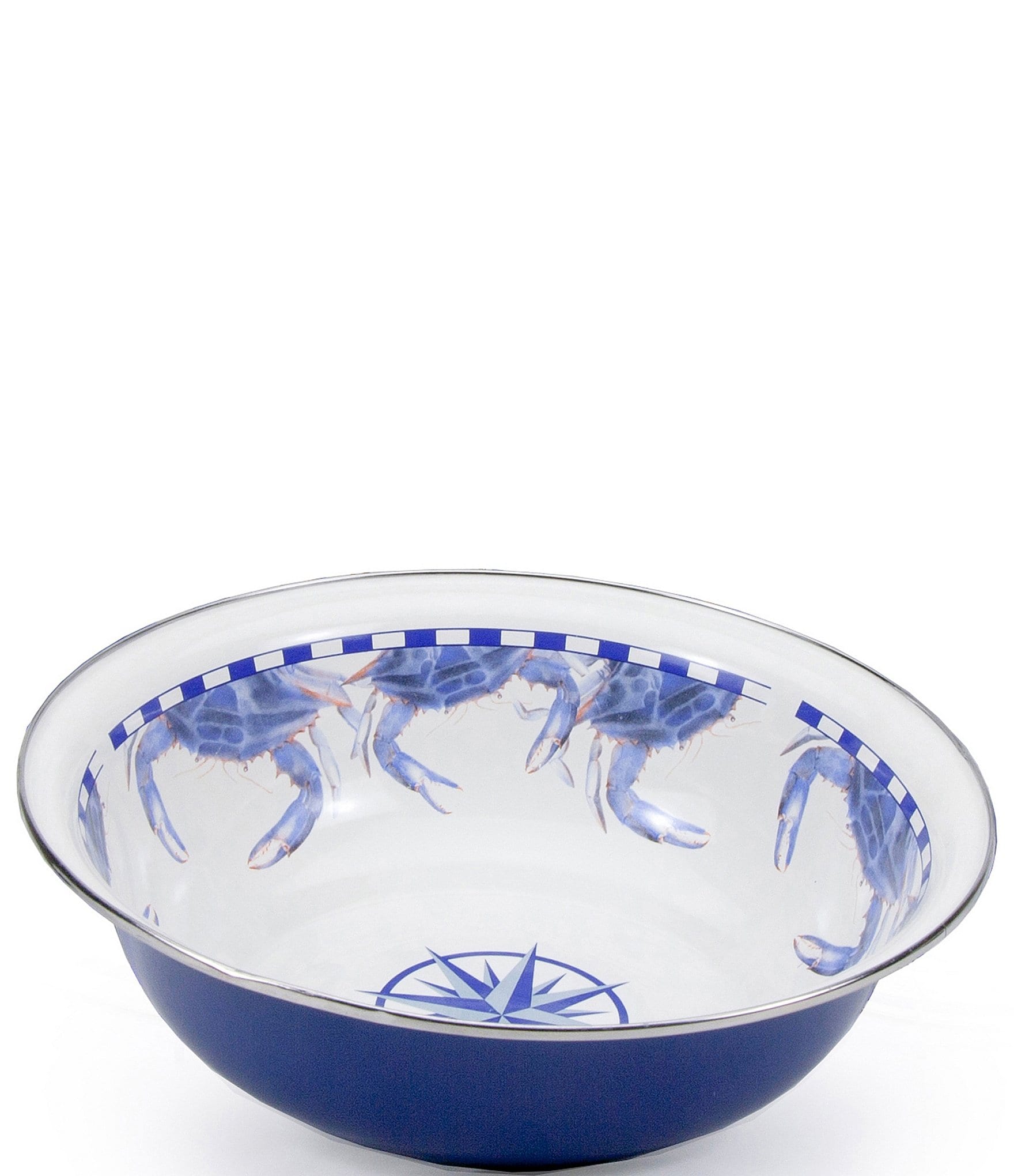 Golden Rabbit Enamelware Blue Crab Serving Bowl