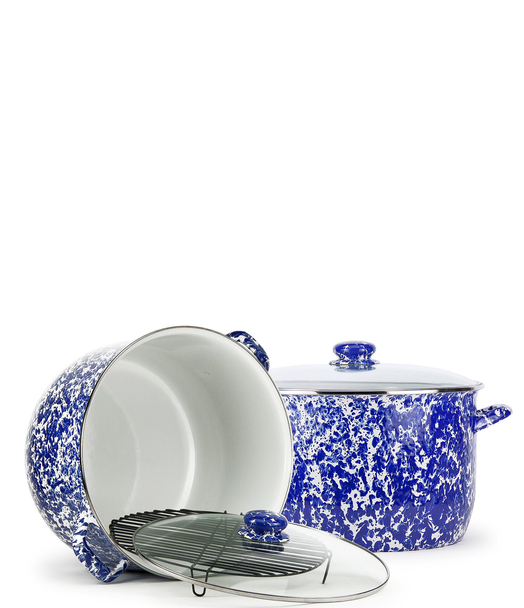 Golden Rabbit Enamelware Cobalt Swirl -Quart Stock Pot