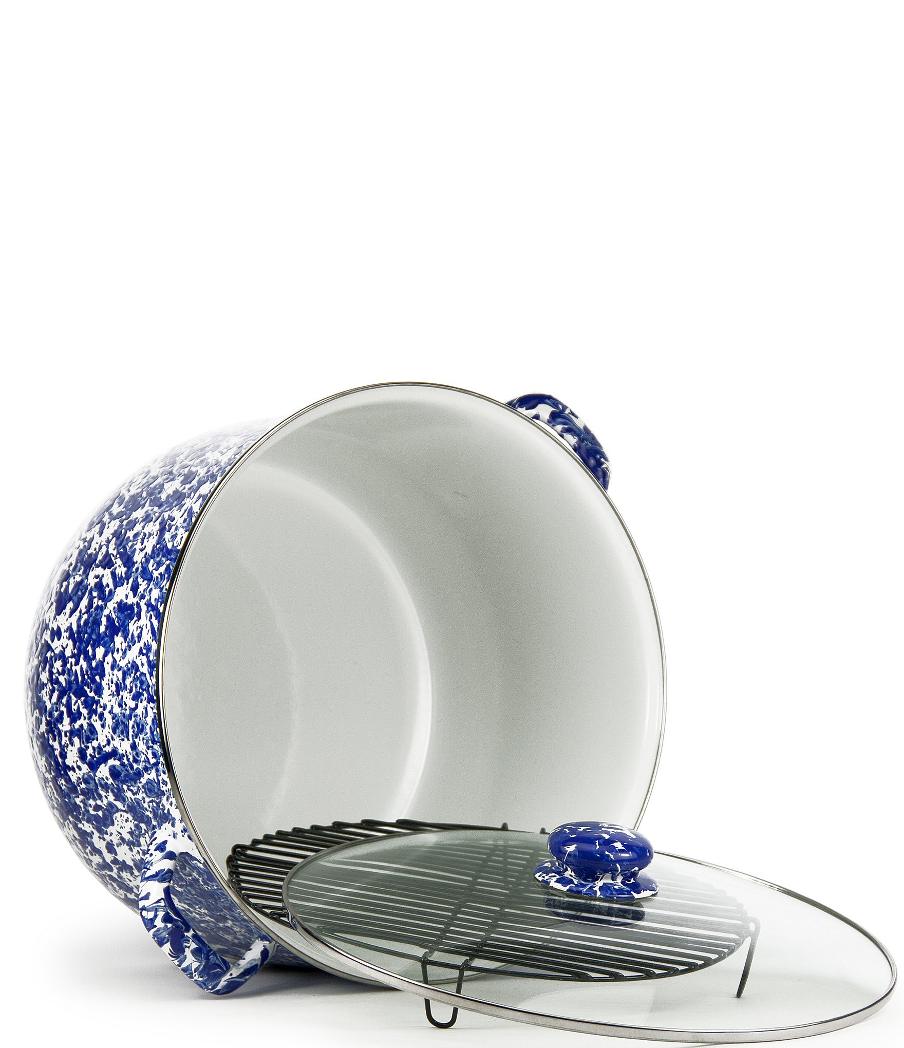 Golden Rabbit Enamelware Cobalt Swirl -Quart Stock Pot