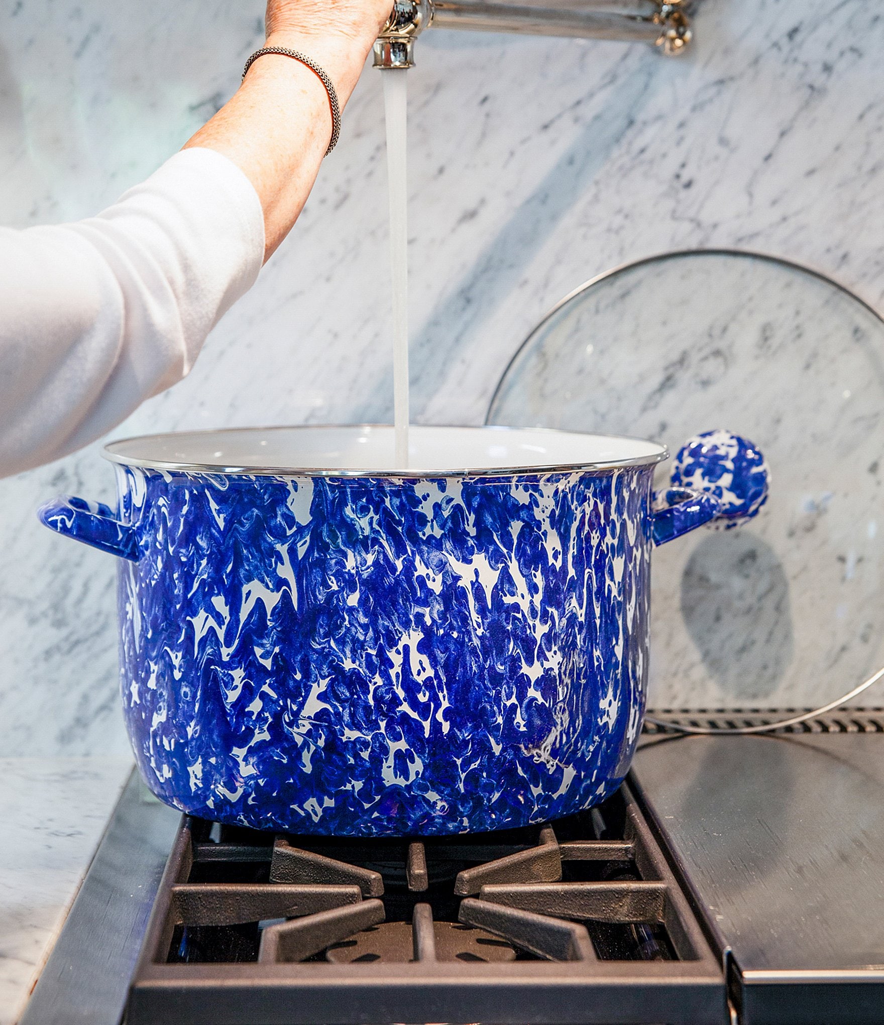 Golden Rabbit Enamelware Cobalt Swirl -Quart Stock Pot