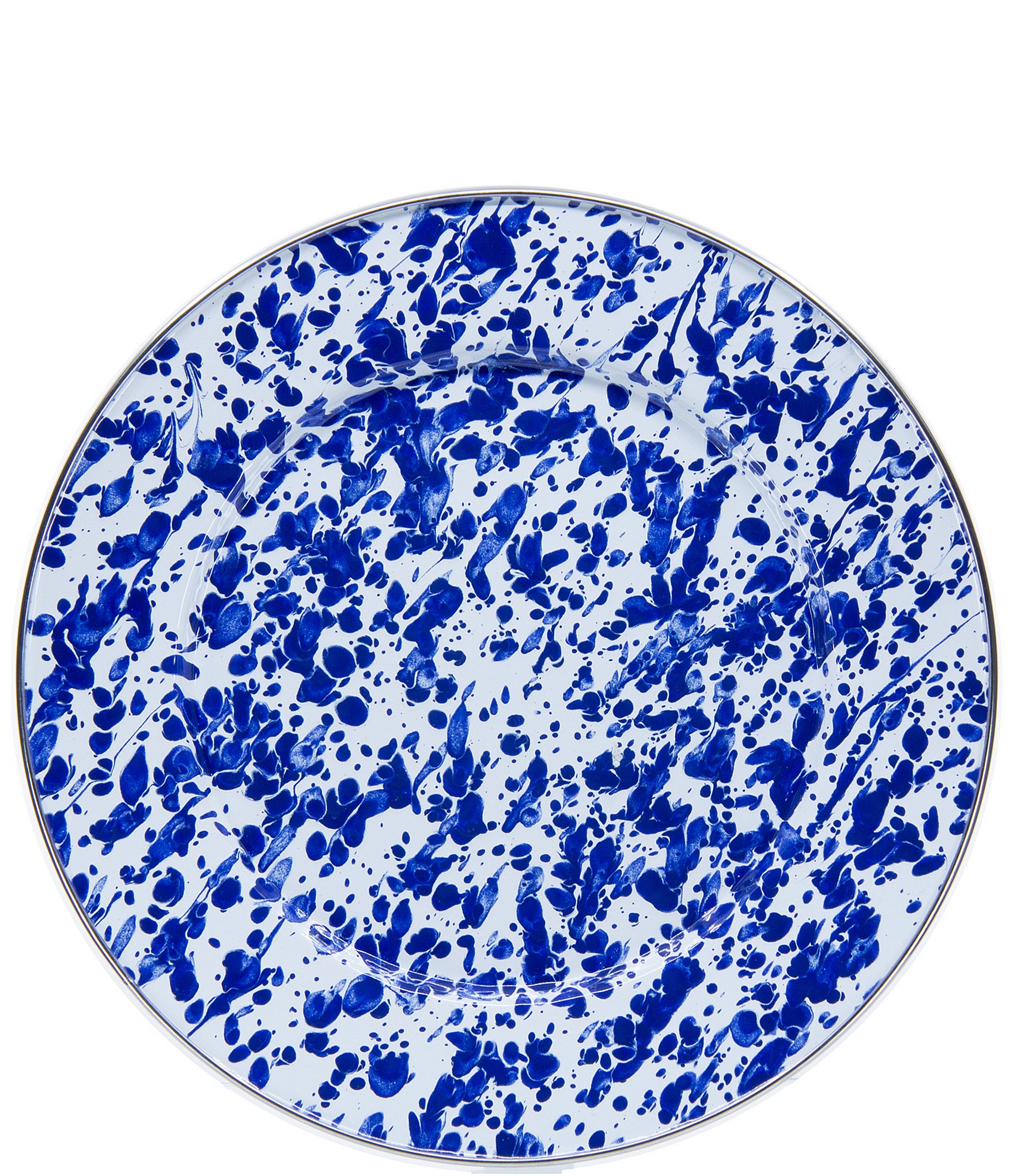 Golden Rabbit Enamelware Cobalt Swirl Dinner Plates, Set of 4