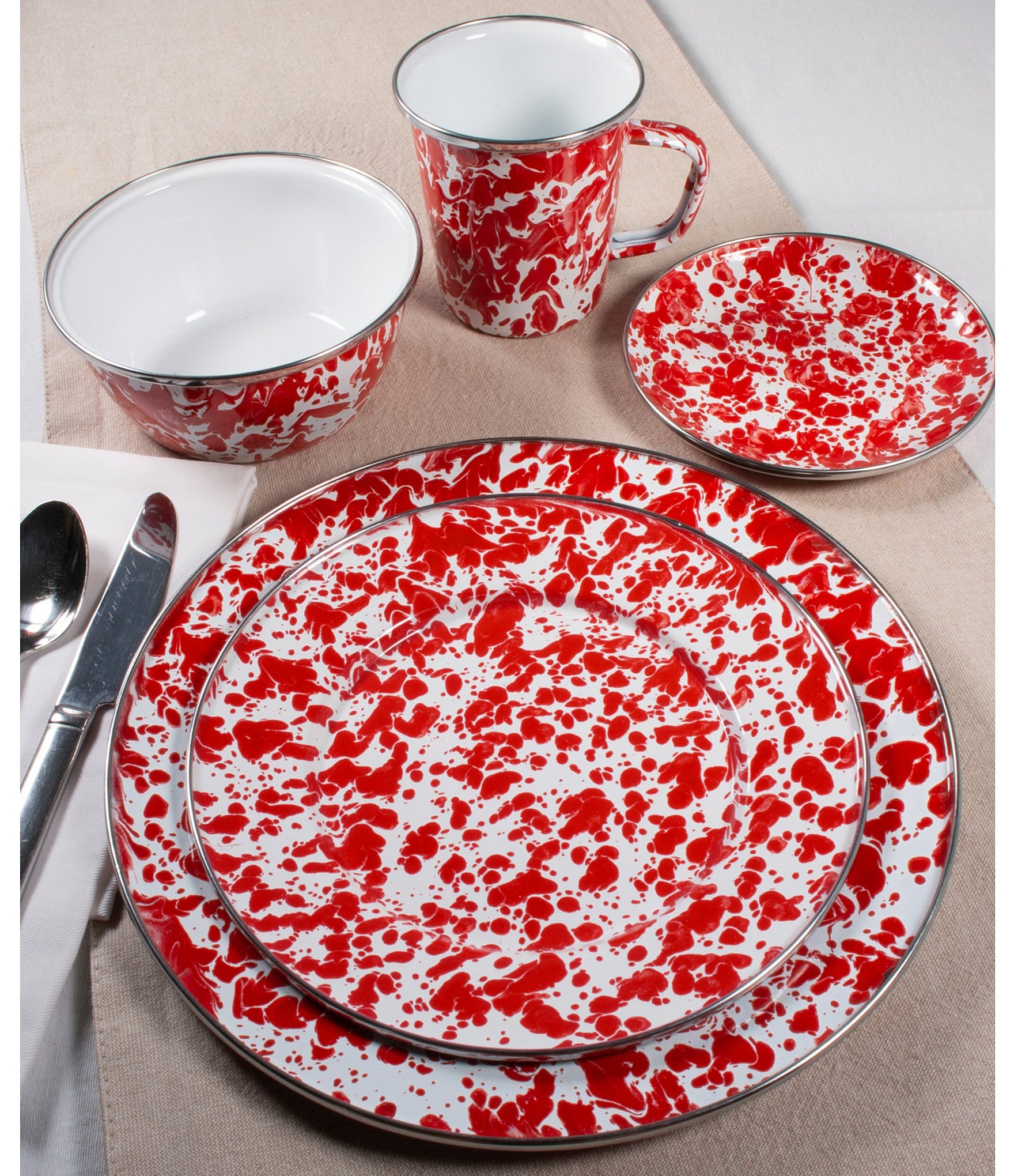 Golden Rabbit Enamelware Swirl Salad Bowls, Set of 4