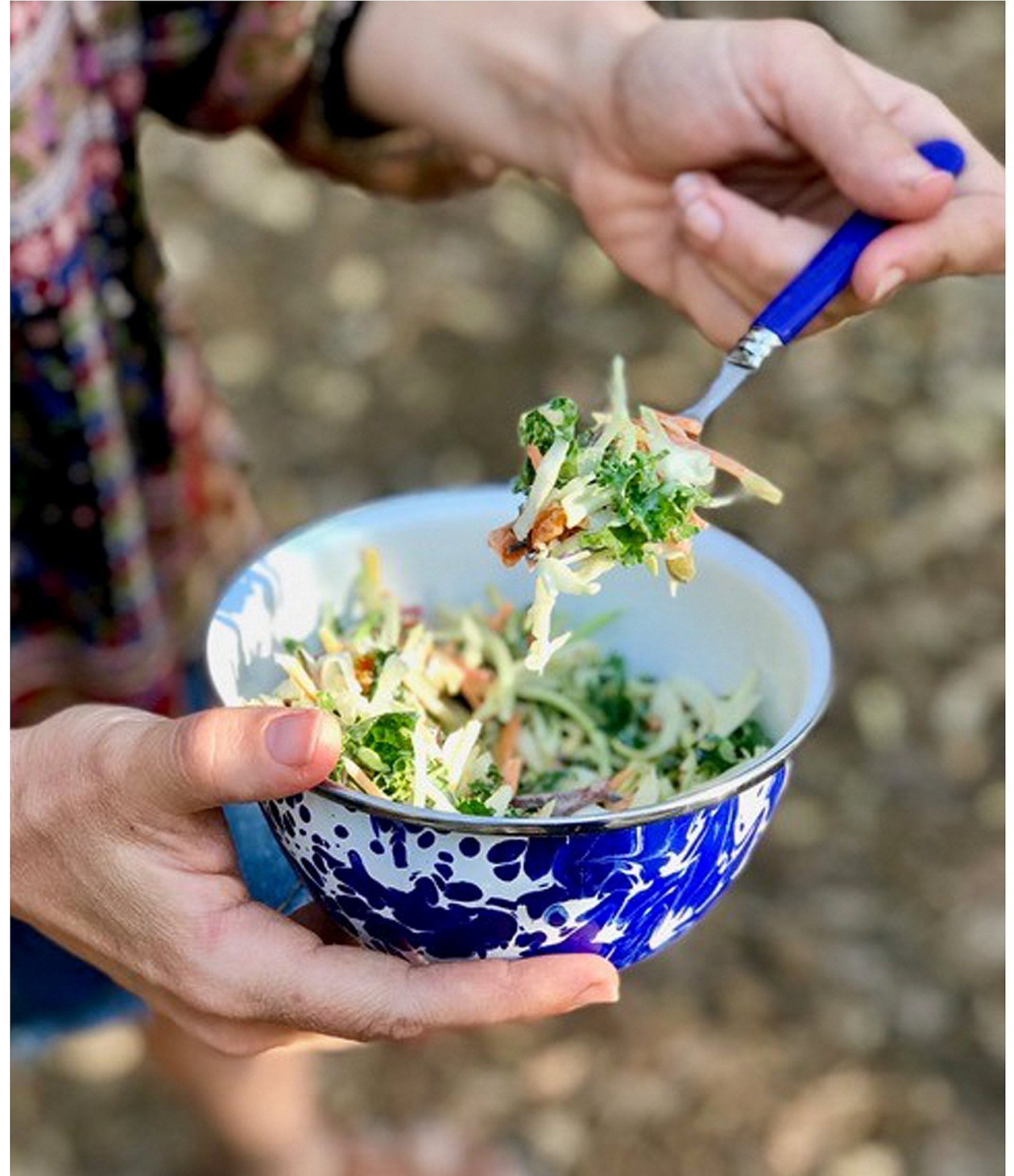 Golden Rabbit Enamelware Cobalt Swirl Salad Bowls, Set of 4