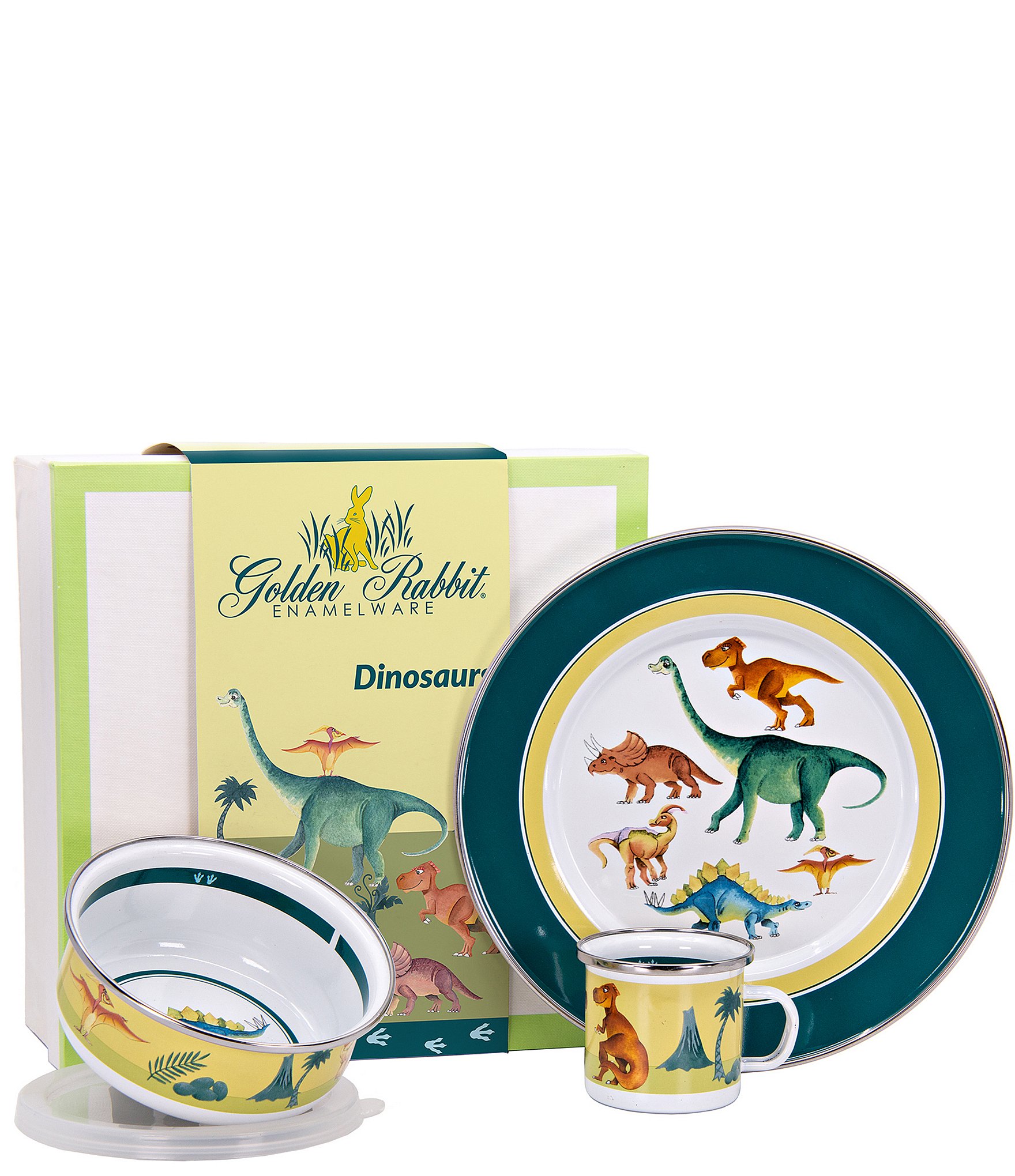 Golden Rabbit Enamelware Dinosaurs Child Set