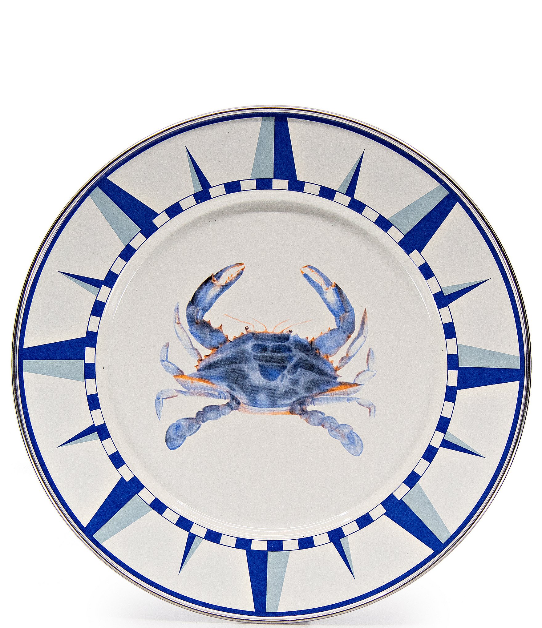 Golden Rabbit Enamelware Blue Crab Dinner Plates, Set of 4