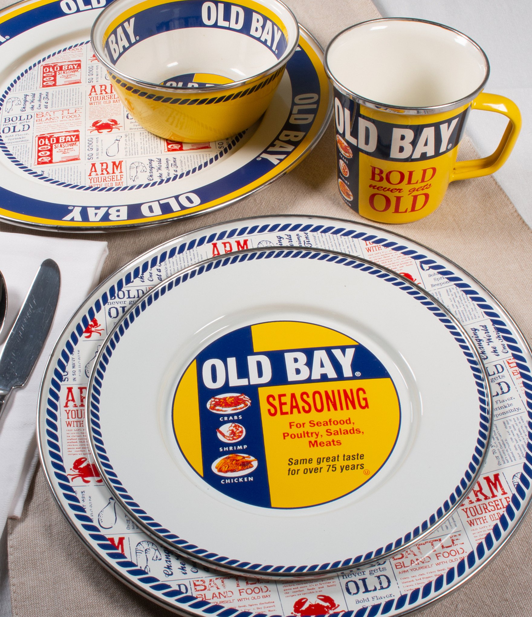 Golden Rabbit Enamelware Old Bay Medium Tray